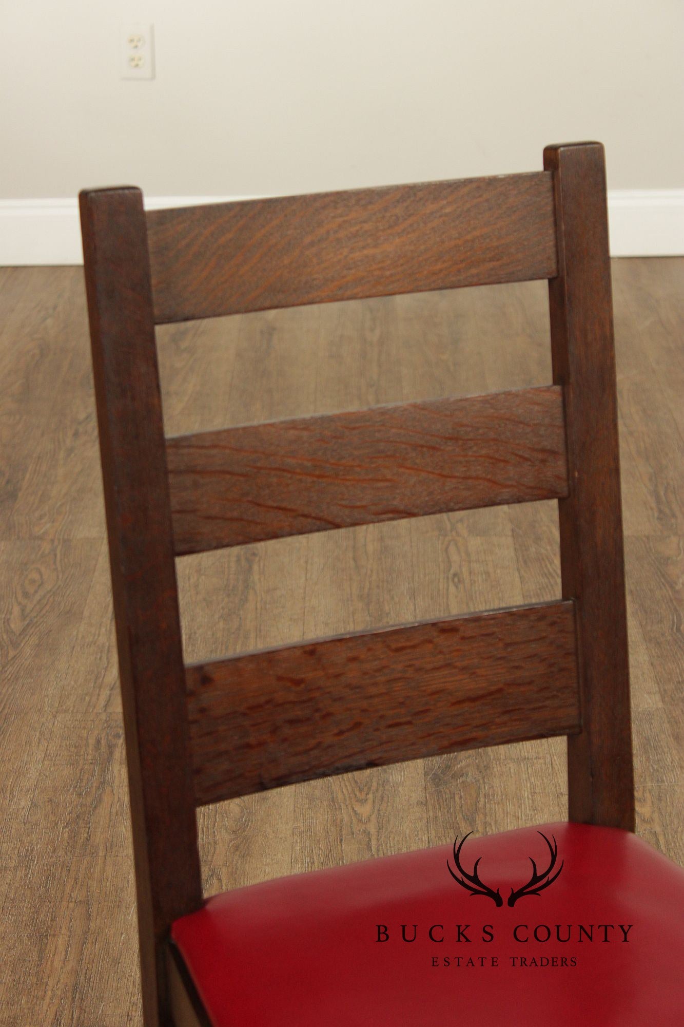 Antique Stickley Brothers Mission Oak Set Of 8  Ladder Back Dining Chairs