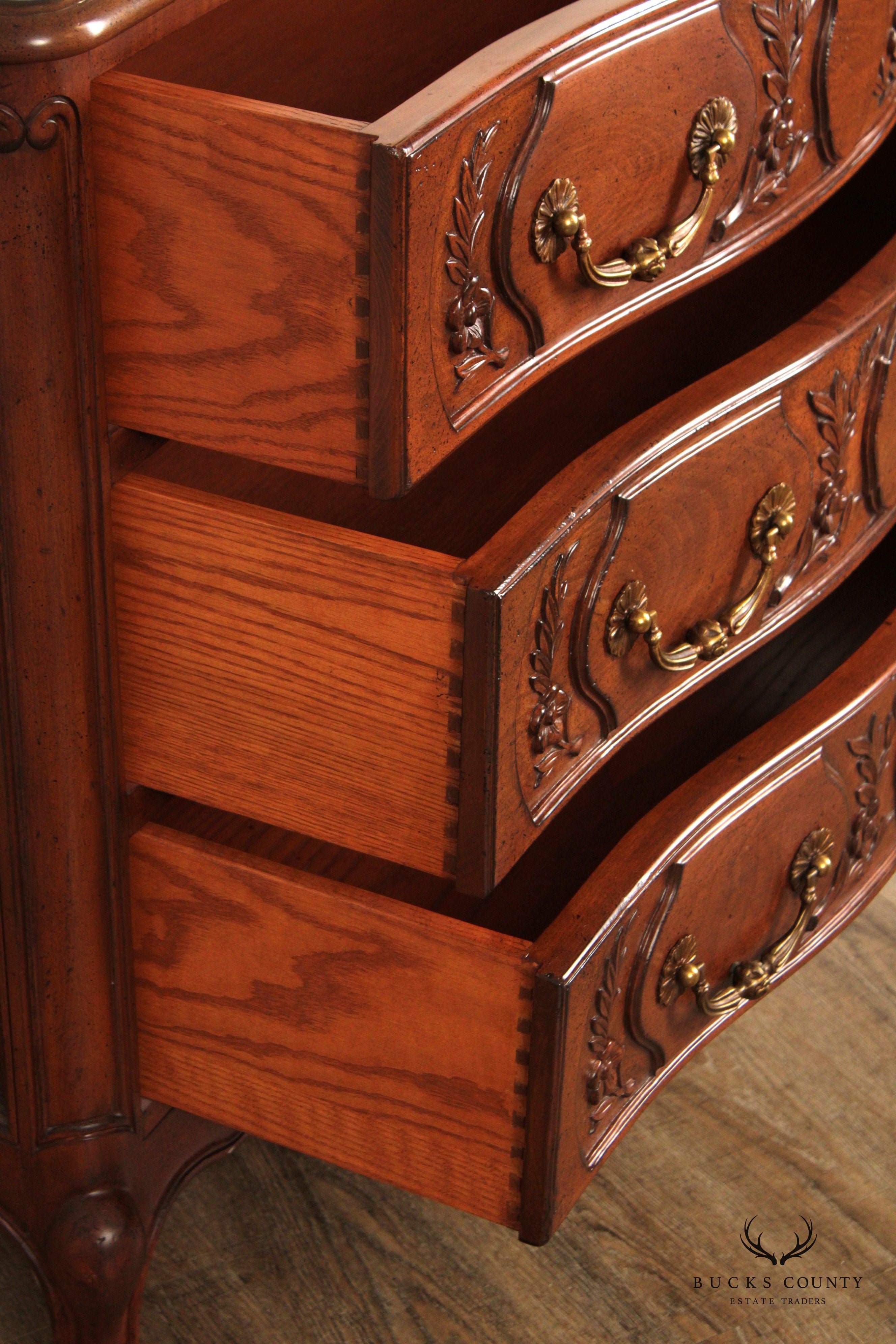 Auffray & Company French Louis XV Style Carved Fruitwood Chest Of Drawers