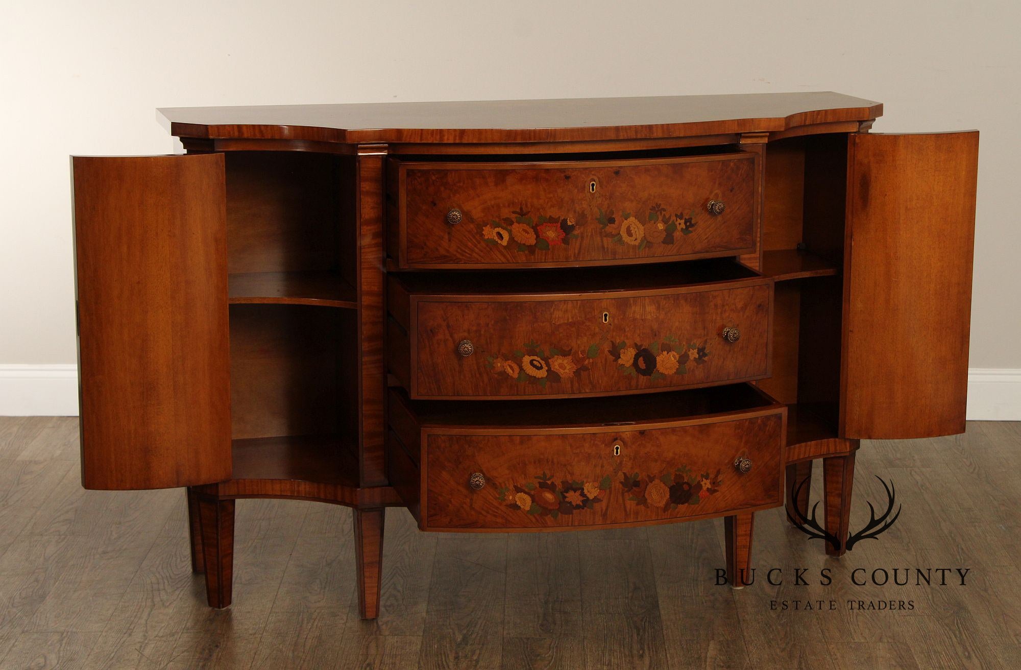 Italian Neoclassical Style Marquetry Inlaid Sideboard Server