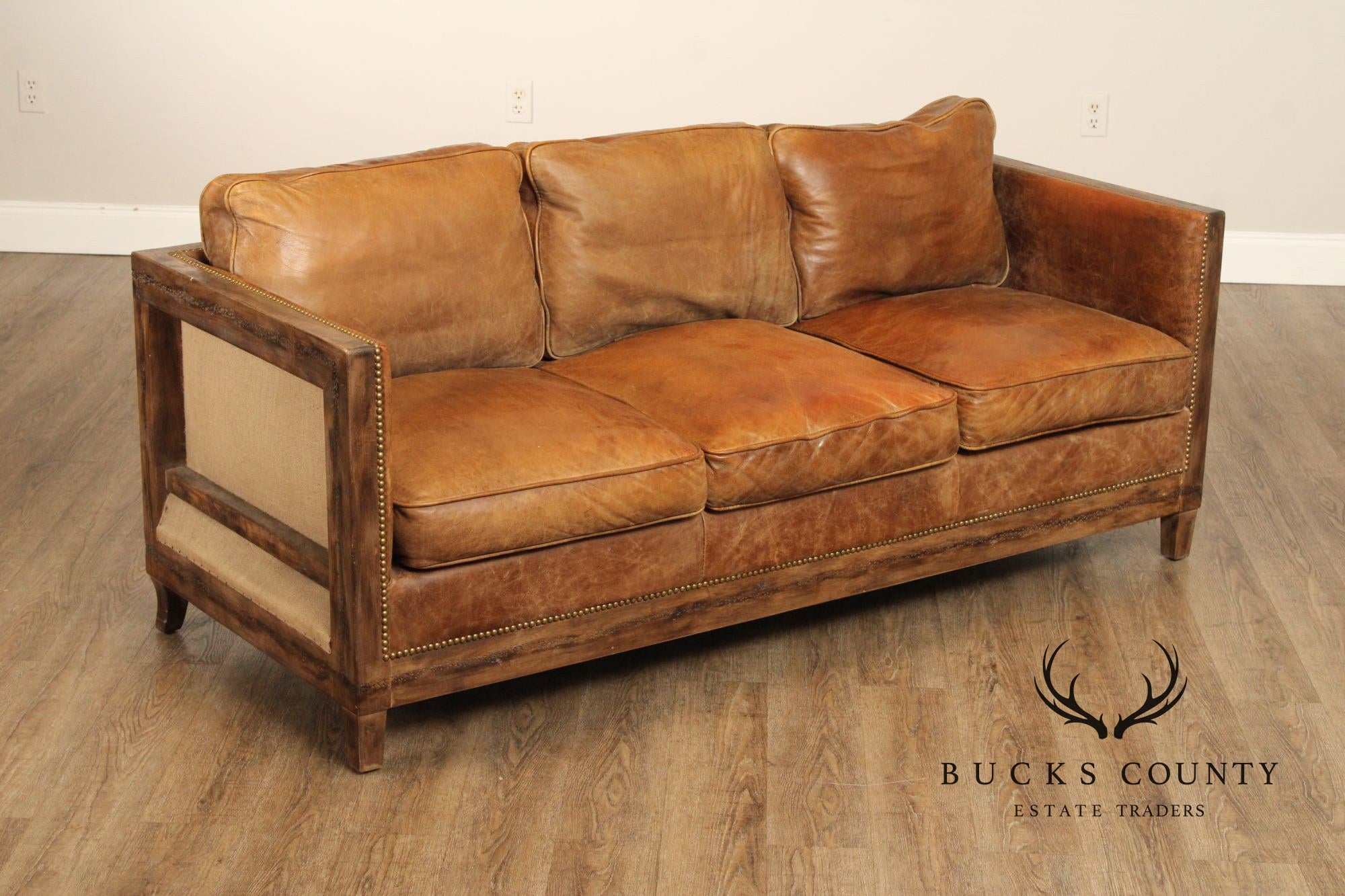 MOE'S HOME COLLECTION DARLINGTON  RUSTIC LEATHER SOFA