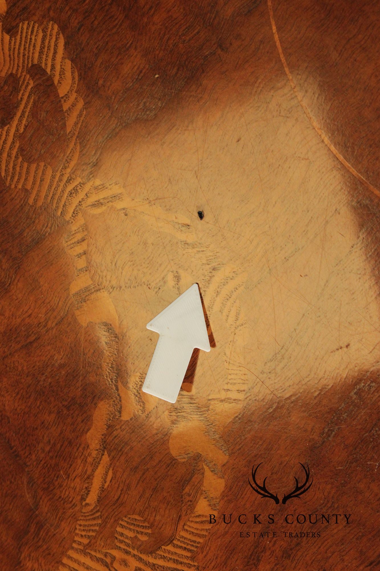 Maitland-Smith Round Inlaid Mahogany Round Center Table With Gilt Accents