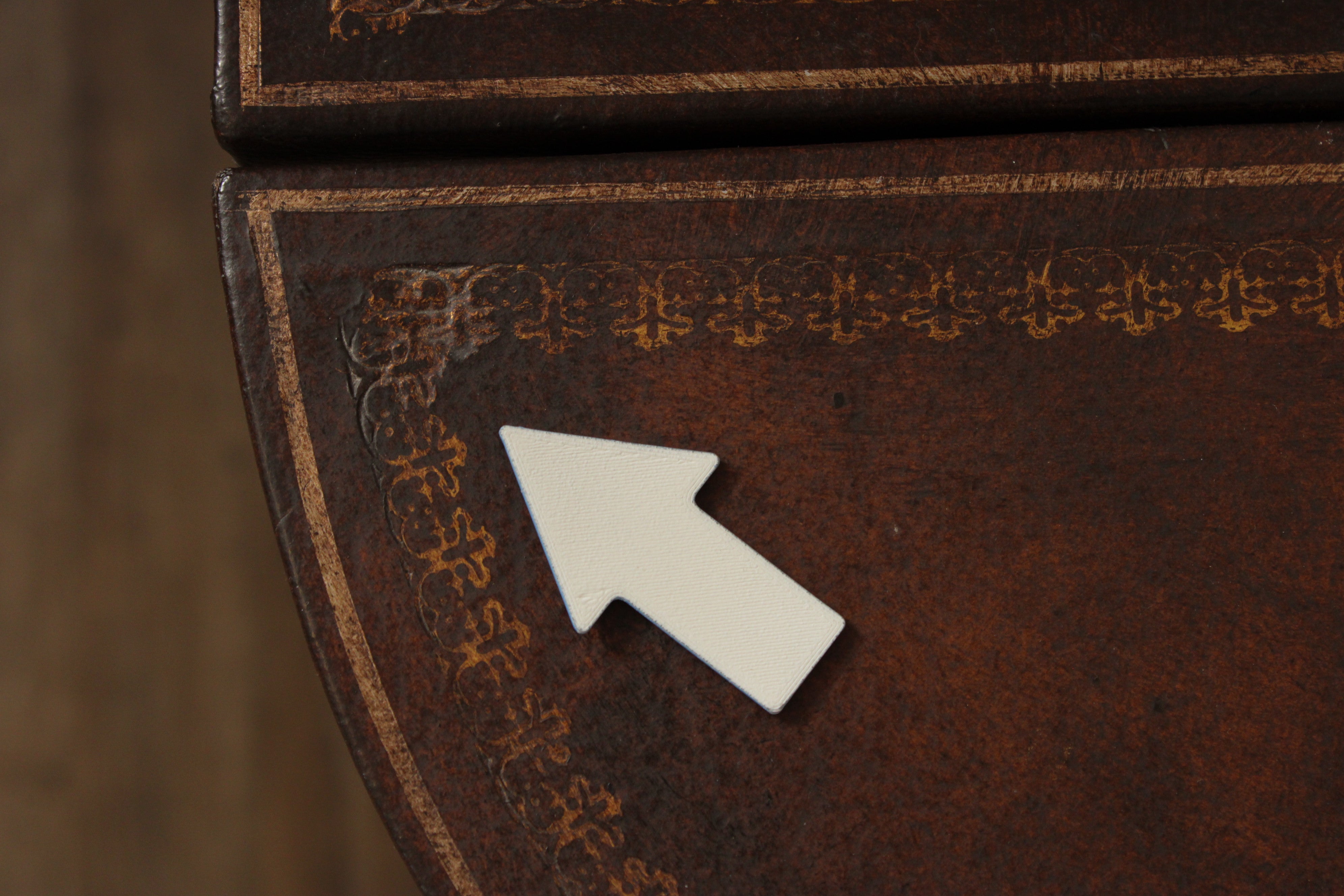 Neoclassical Style Leather Wrapped Drop-Leaf Side Table