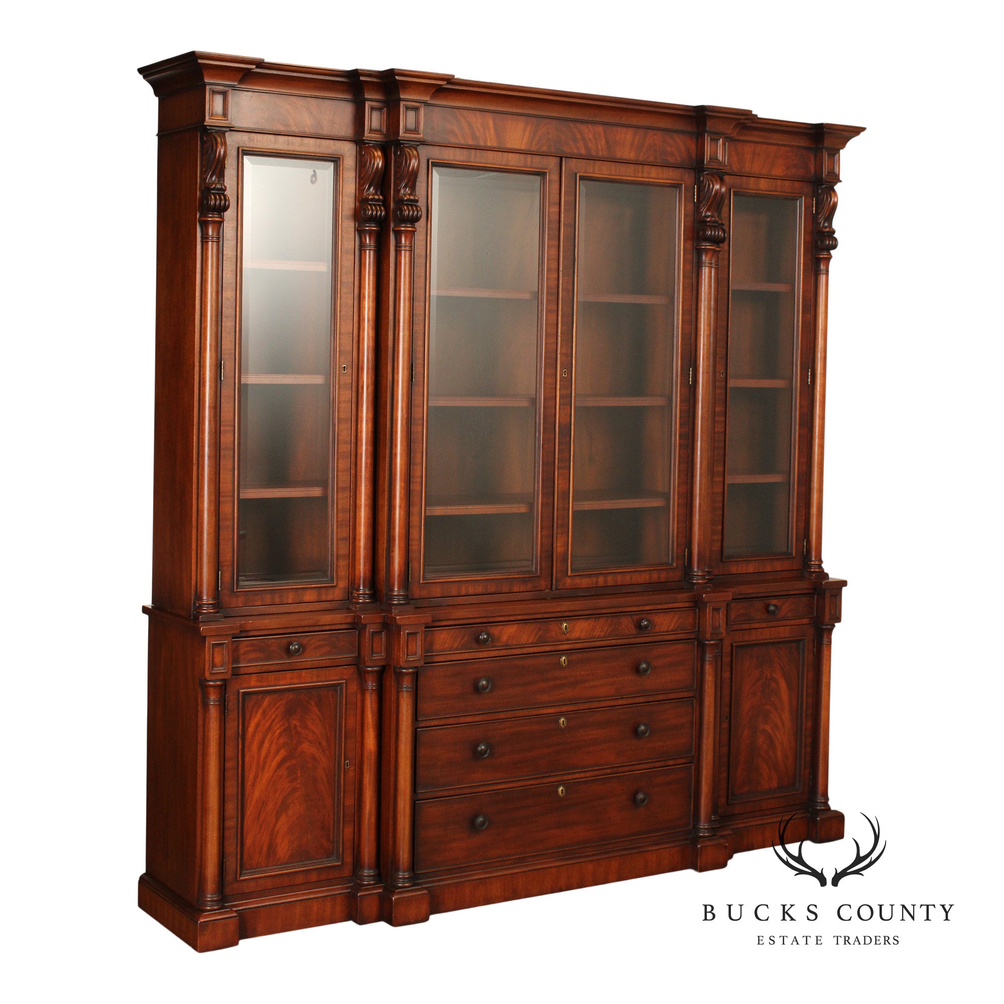 Ralph Lauren 'Weathersby' Monumental Carved Mahogany Bookcase