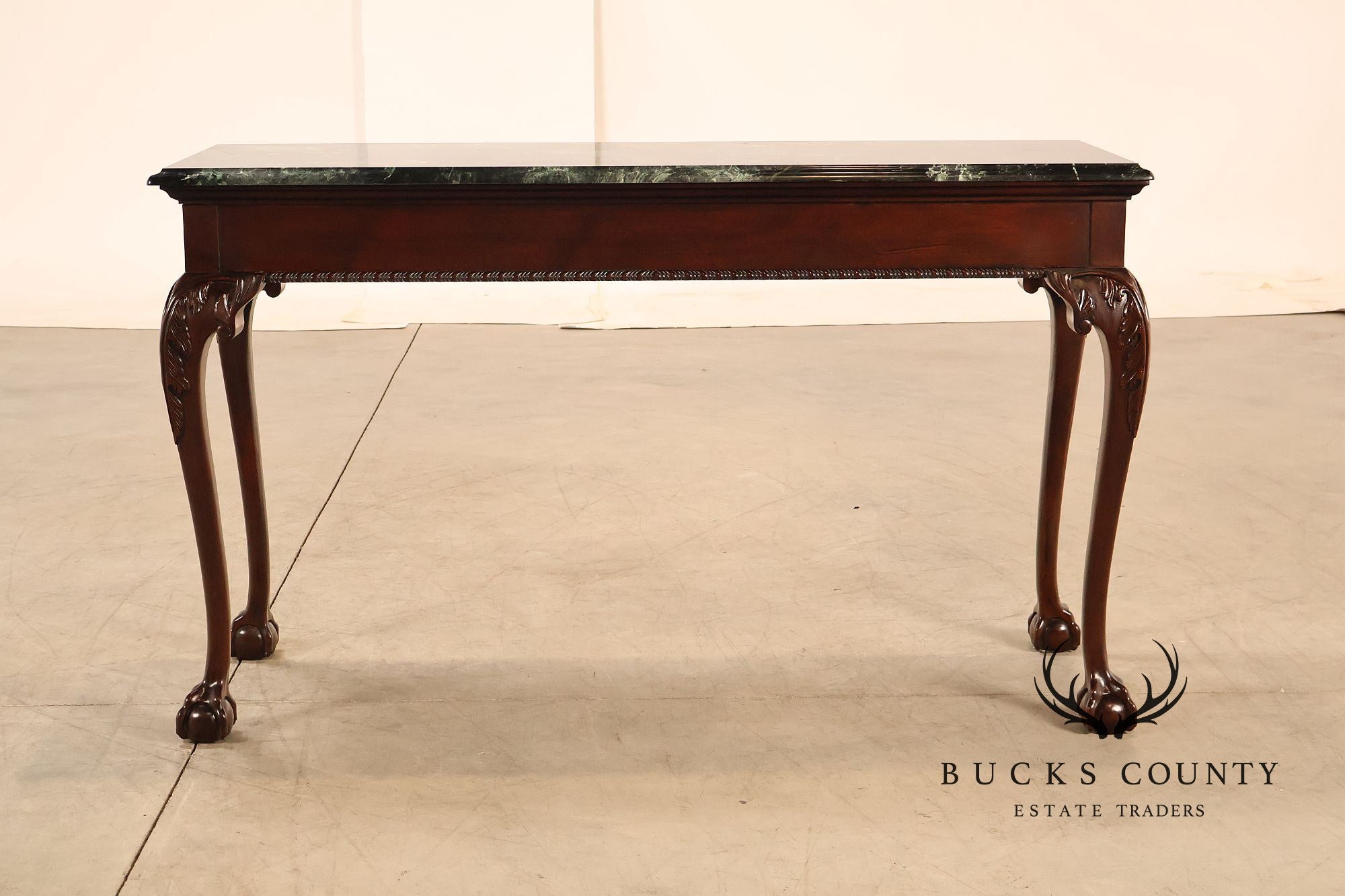 Stickley Chippendale Style Marble Top Mahogany Sofa Table Console
