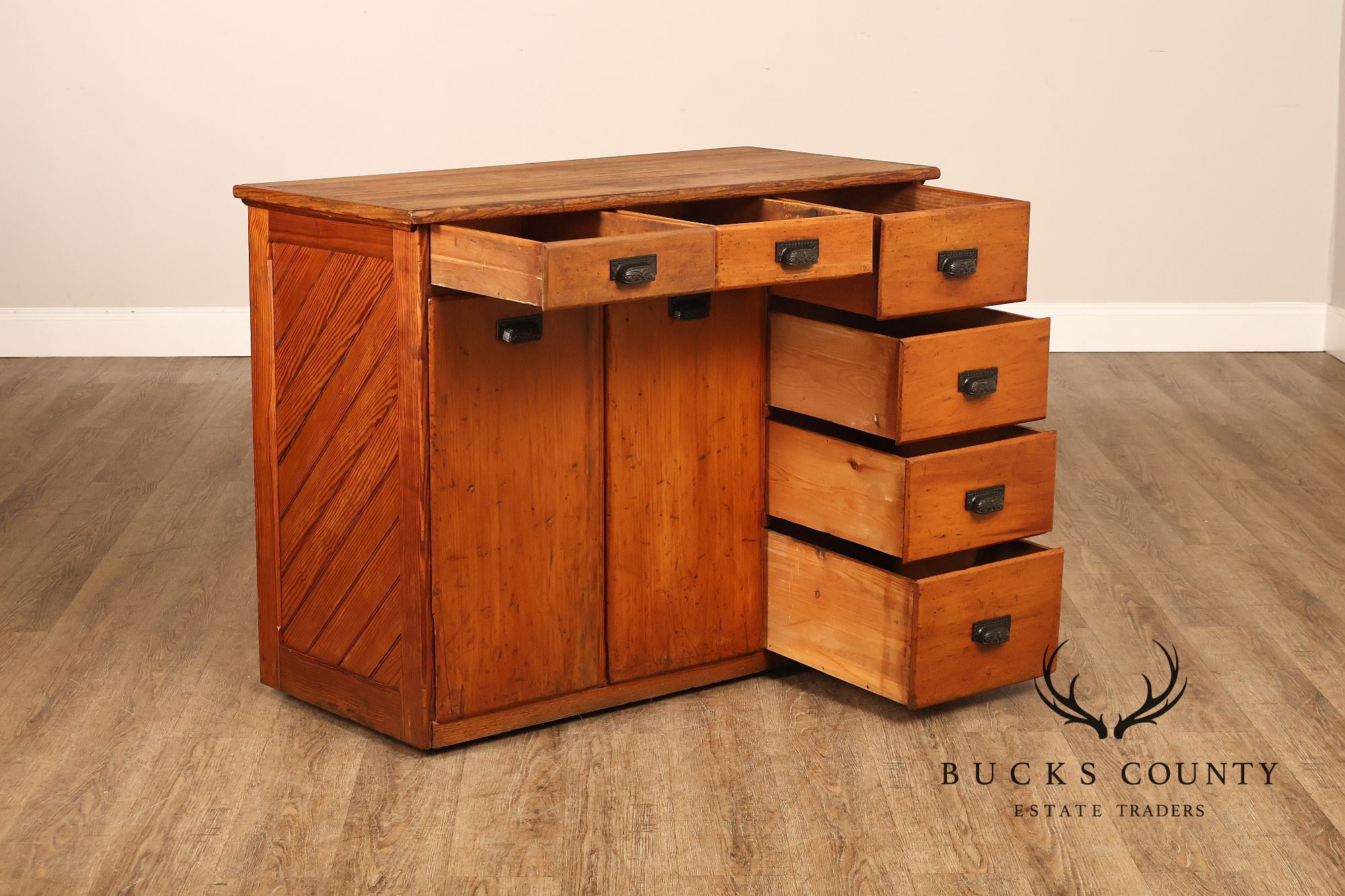 County Style Antique Industrial Baker’s Cabinet