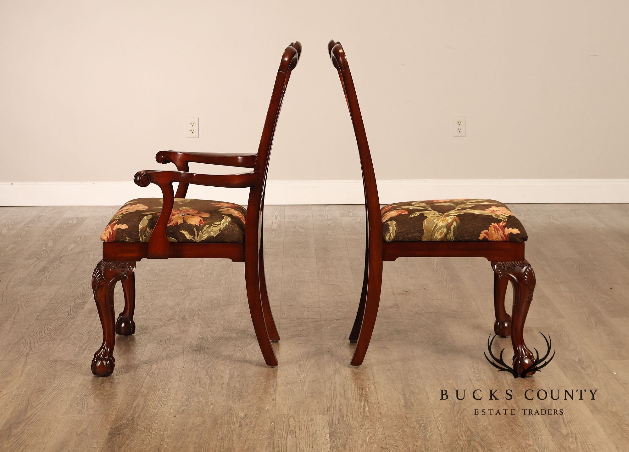 Maitland Smith Chippendale Style Set of Eight Mahogany Dining Chairs