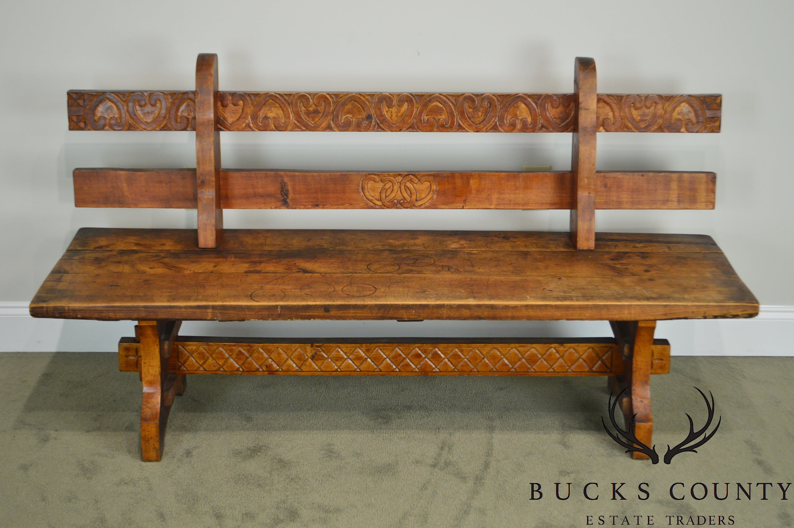 Antique Rustic Arts & Crafts Bench Settee