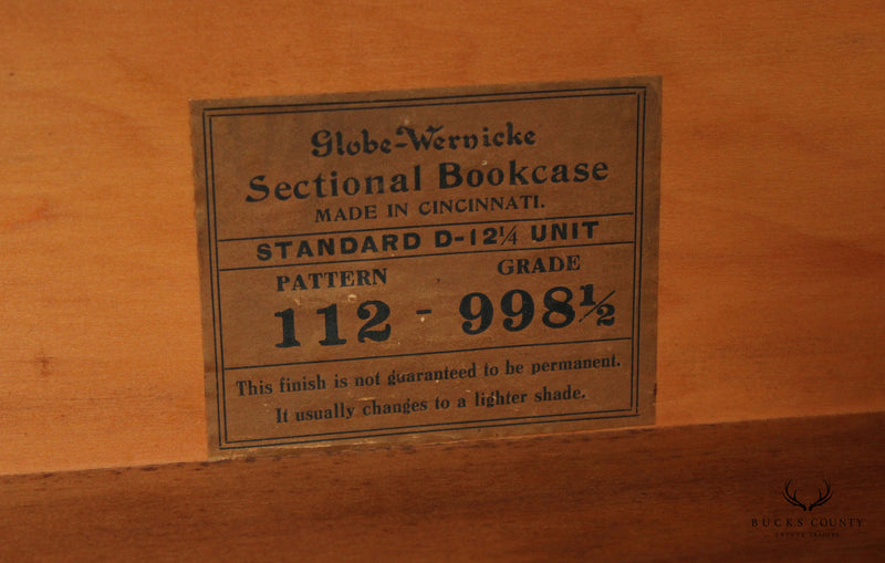 Antique Globe-Wernicke Oak Three-Stack Barrister Bookcase