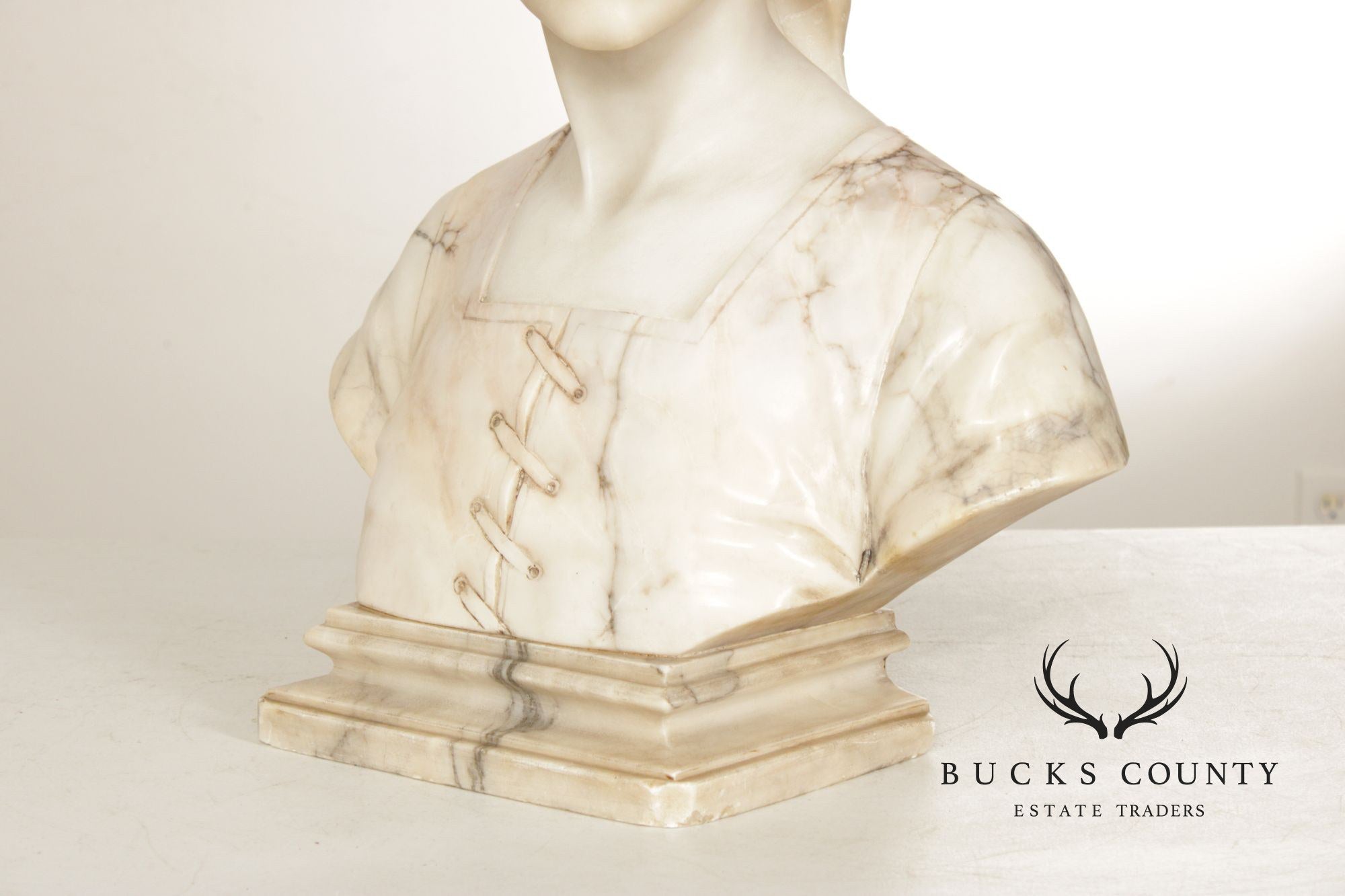 Cipriano Cipriani Carved Marble Bust of a Young Woman