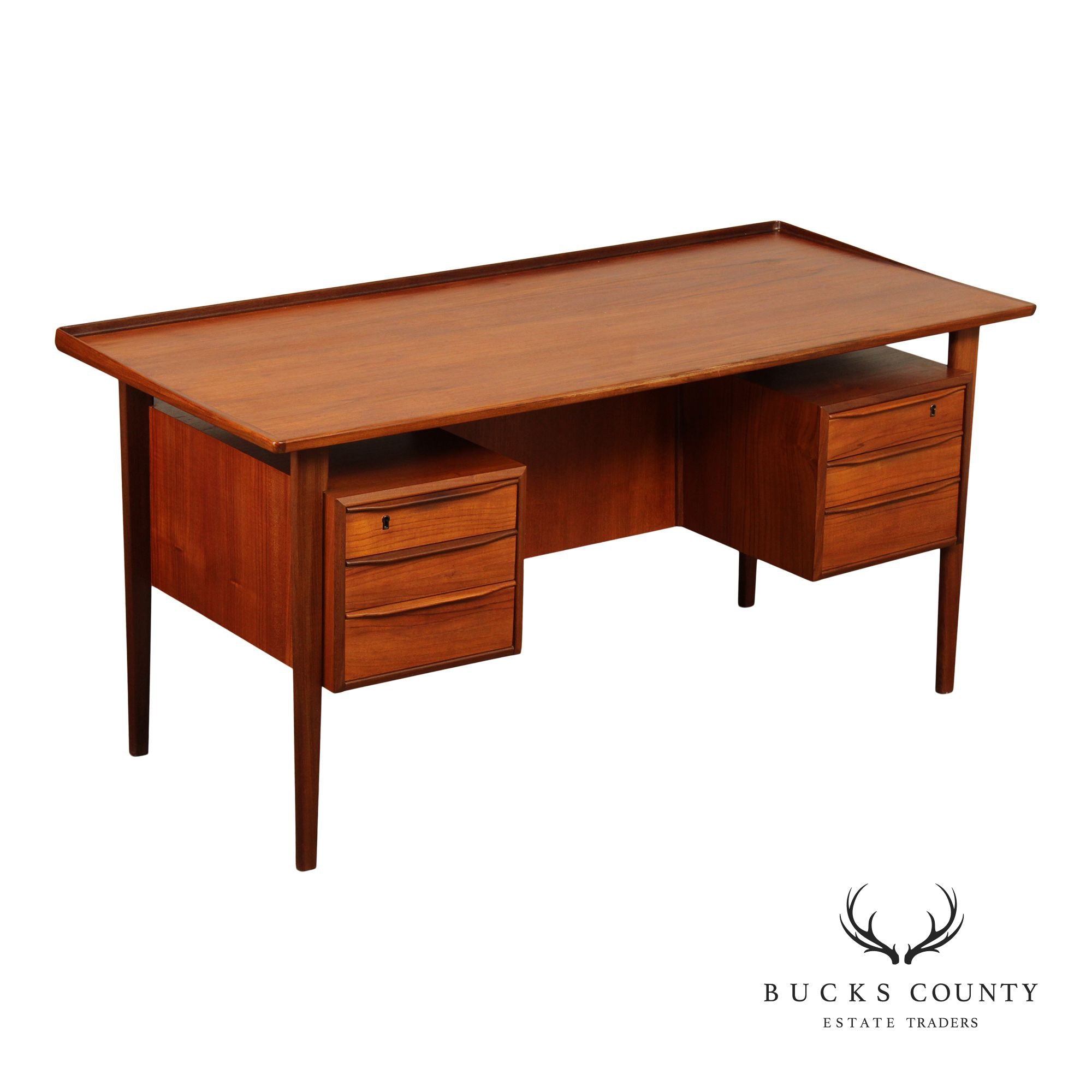 Peter Løvig Nielsen Danish Modern Teak Executive Desk