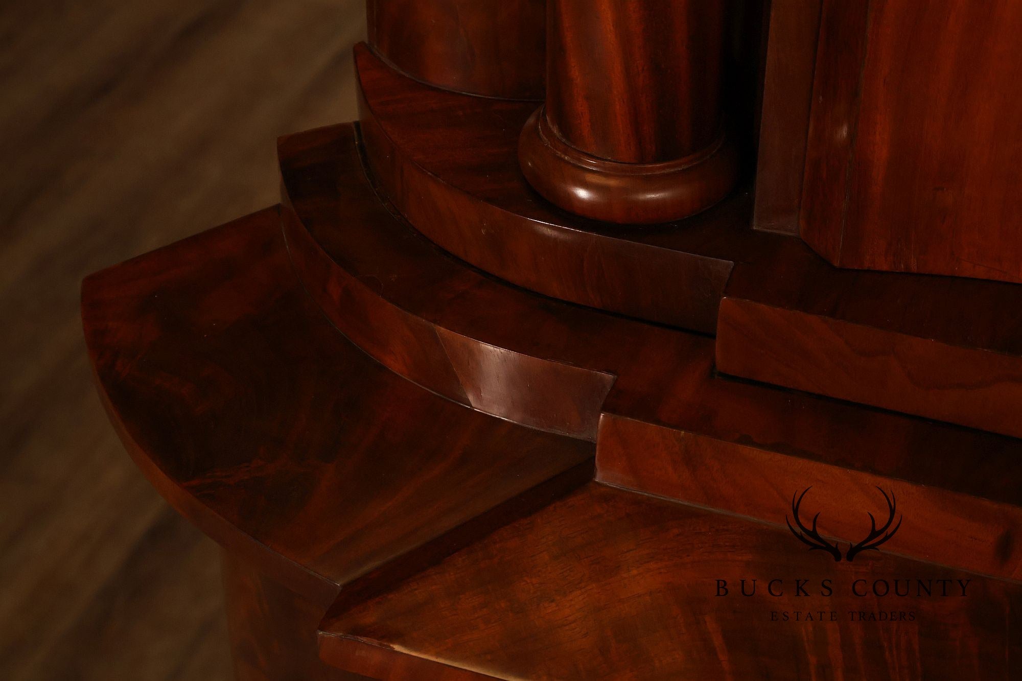 Antique Mahogany Biedermeier Two Piece Corner Cabinet