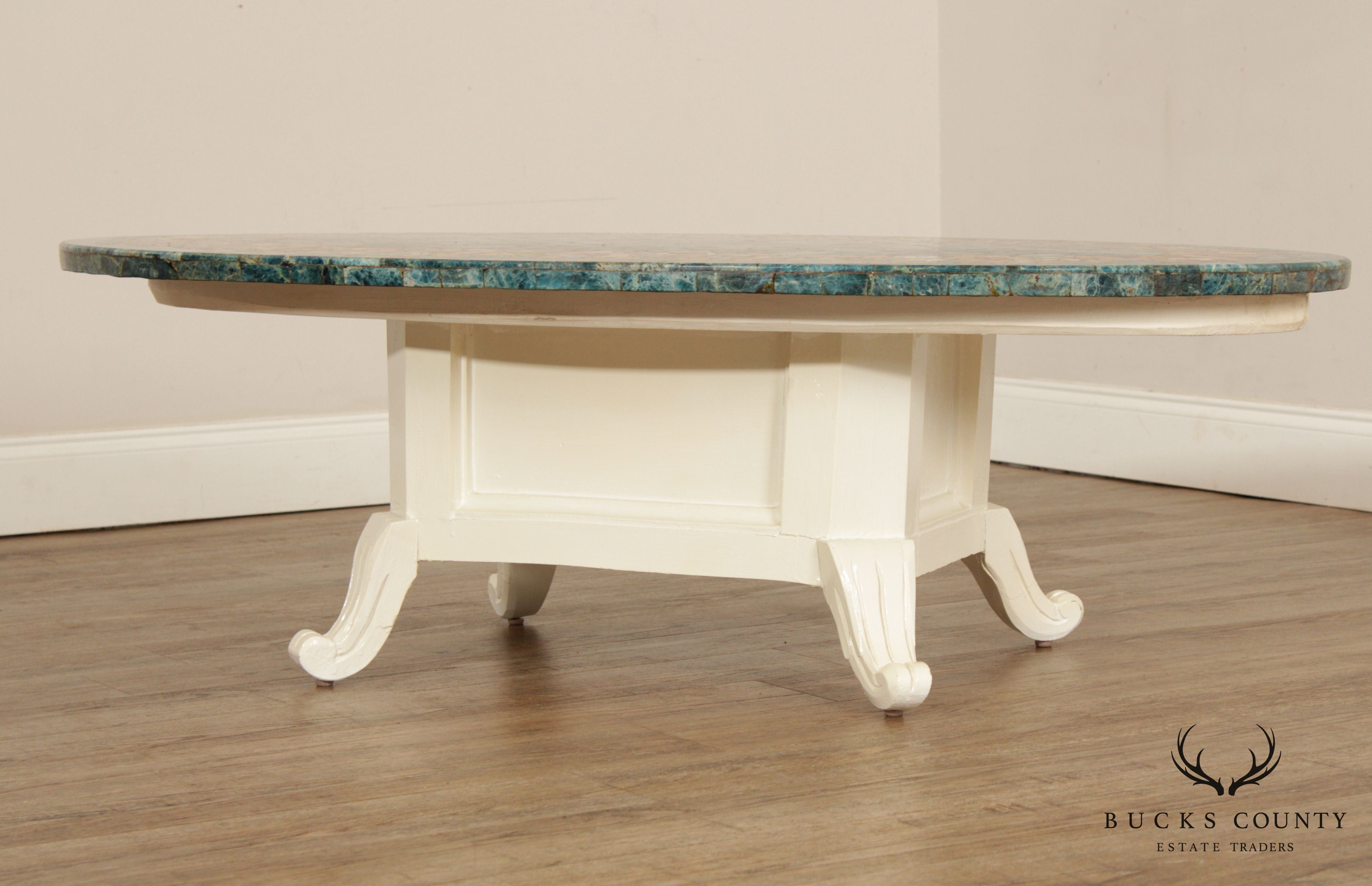 Mid Century Mosaic Marble Top Coffee Table