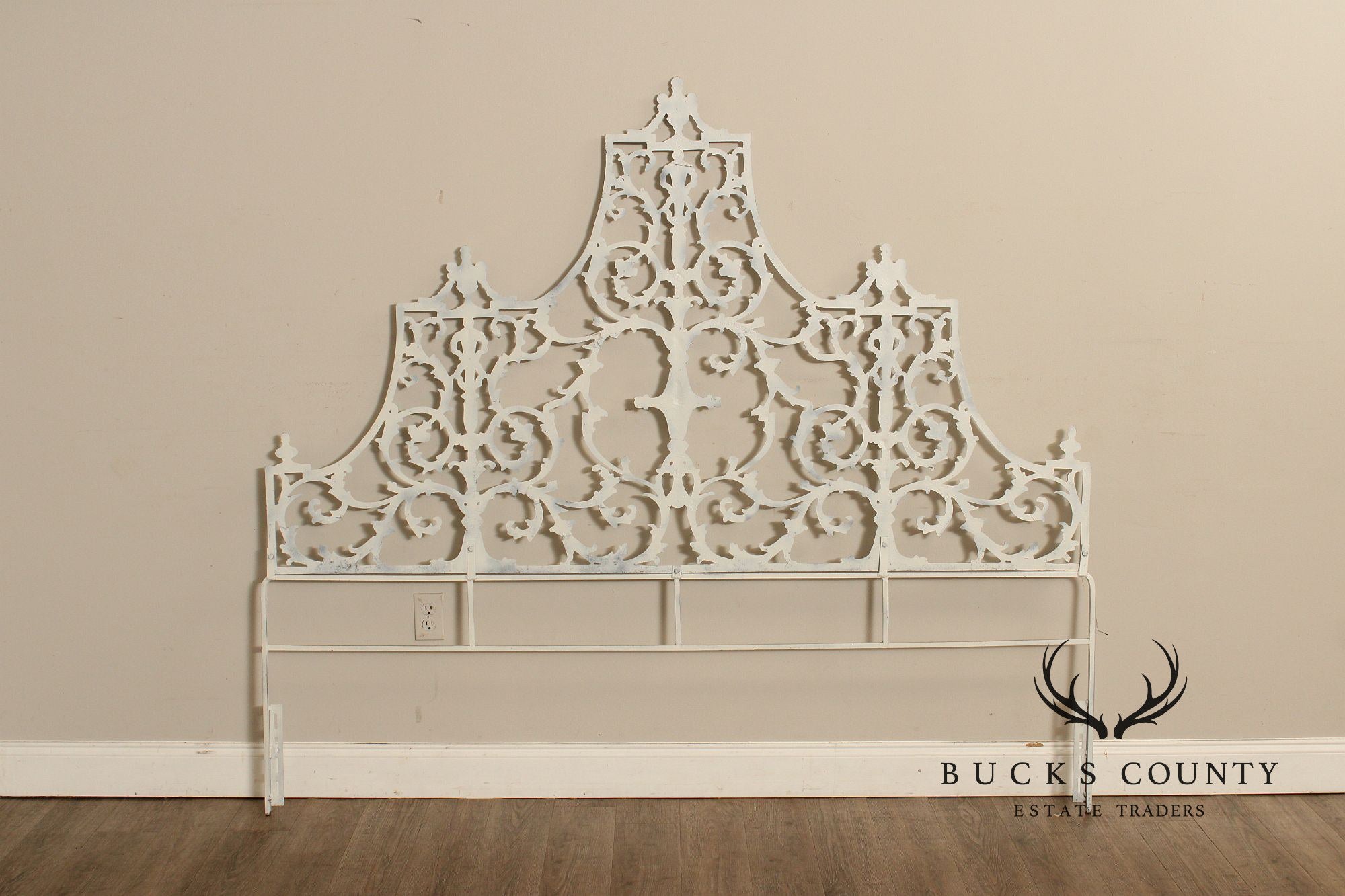 Rococo Style Ornate Metal King Headboard