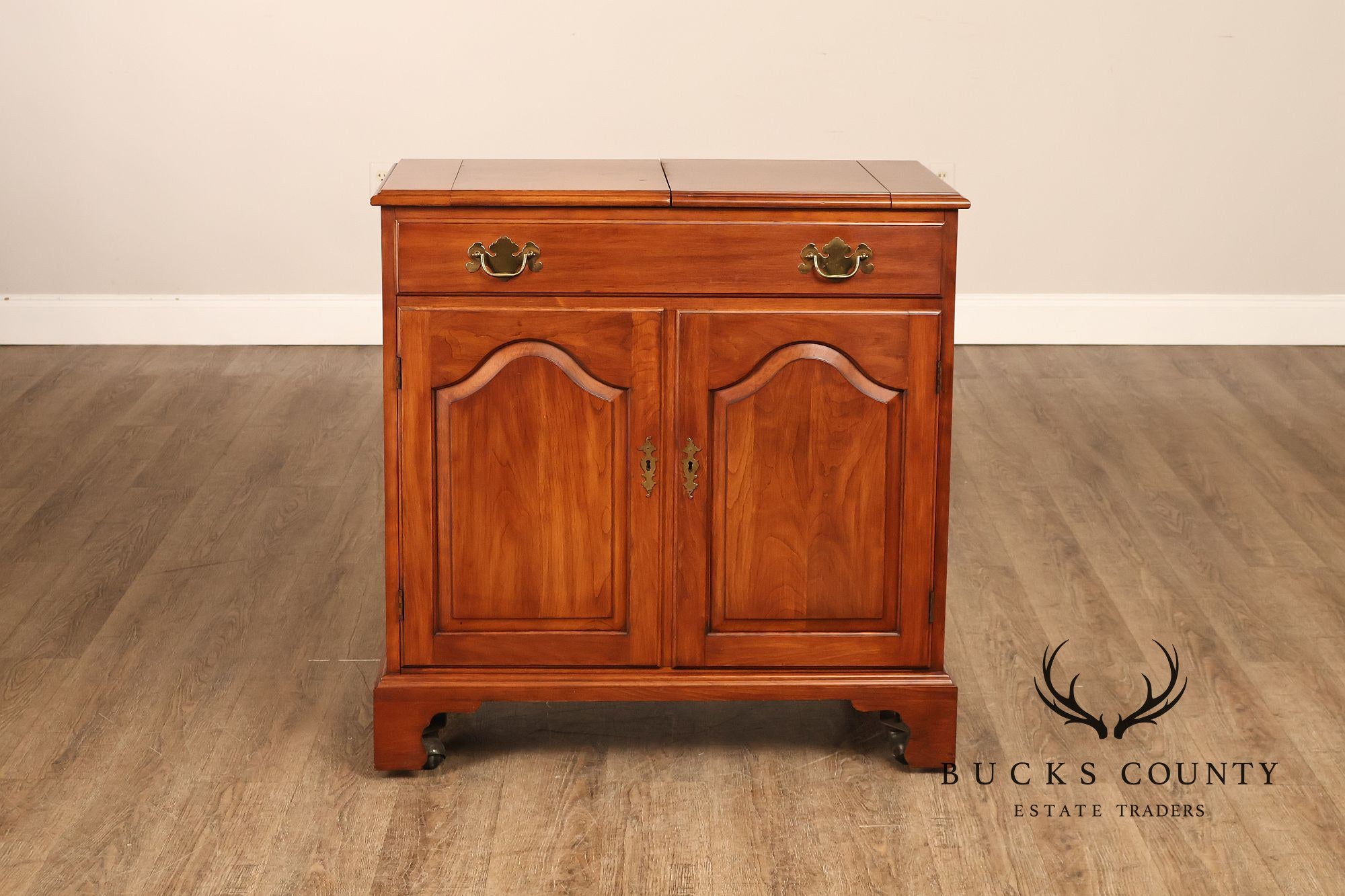 Henkel Harris Georgian Style Cherry Flip Top Server Cabinet