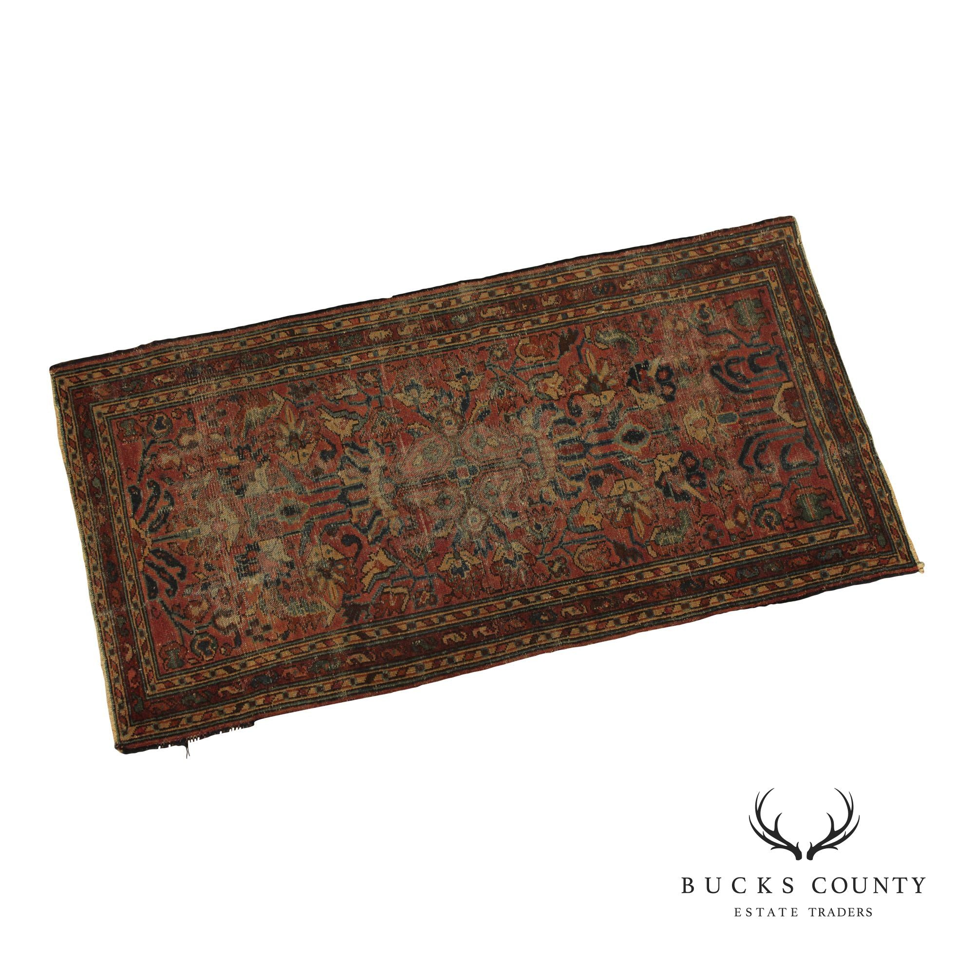 Persian Mahal Style Distressed Wool Scatter Rug