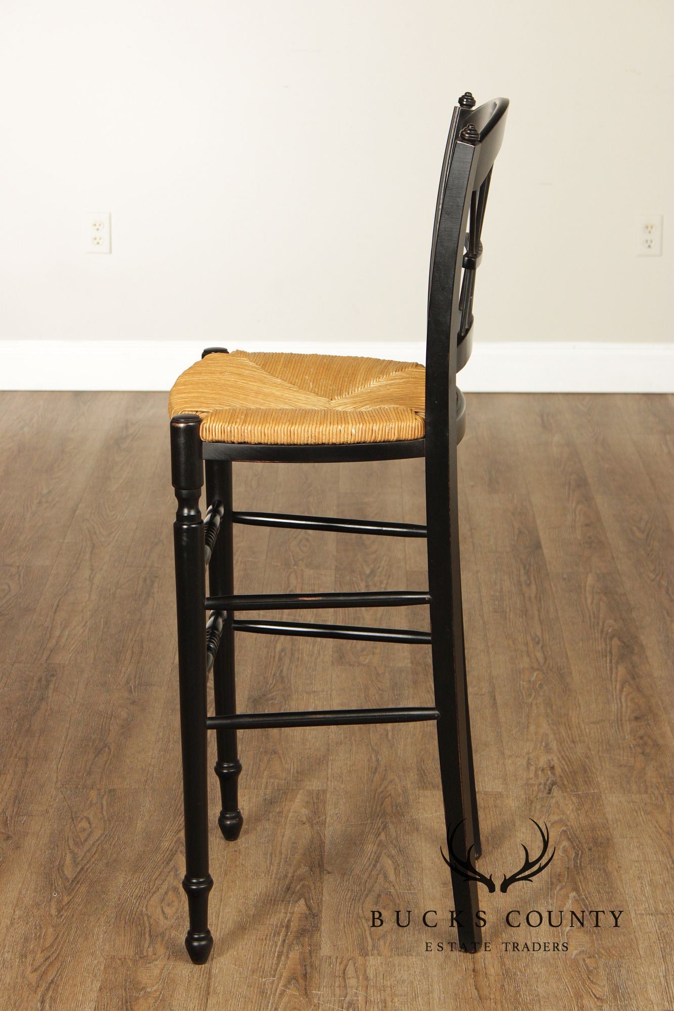 Lillian August Farmhouse Style Pair of Ebonized Counter Stools