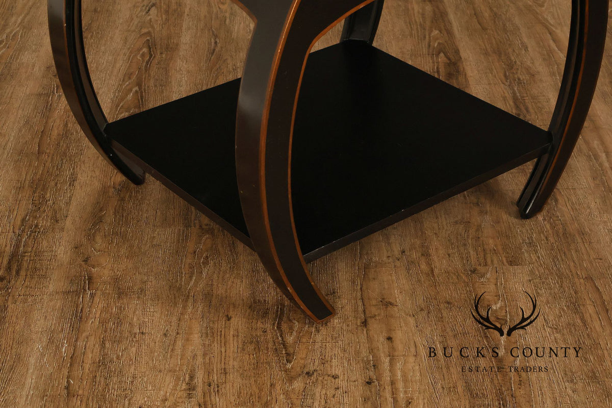 Harden Black Lacquered Chinoiserie Style Side Table With Inlay