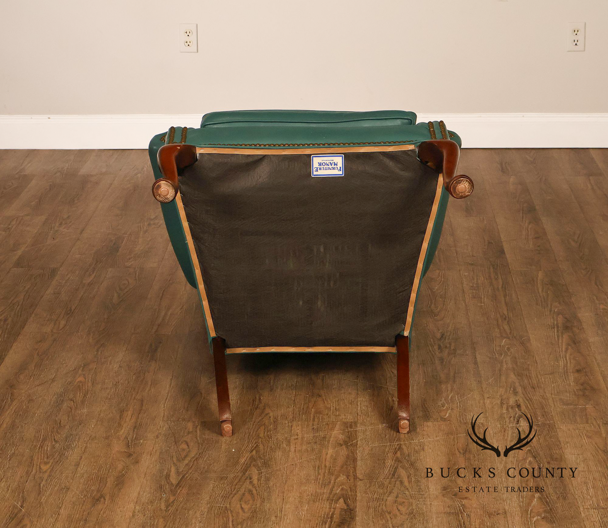 Distinction Furniture Chippendale Style Green Leather Wingback Armchair