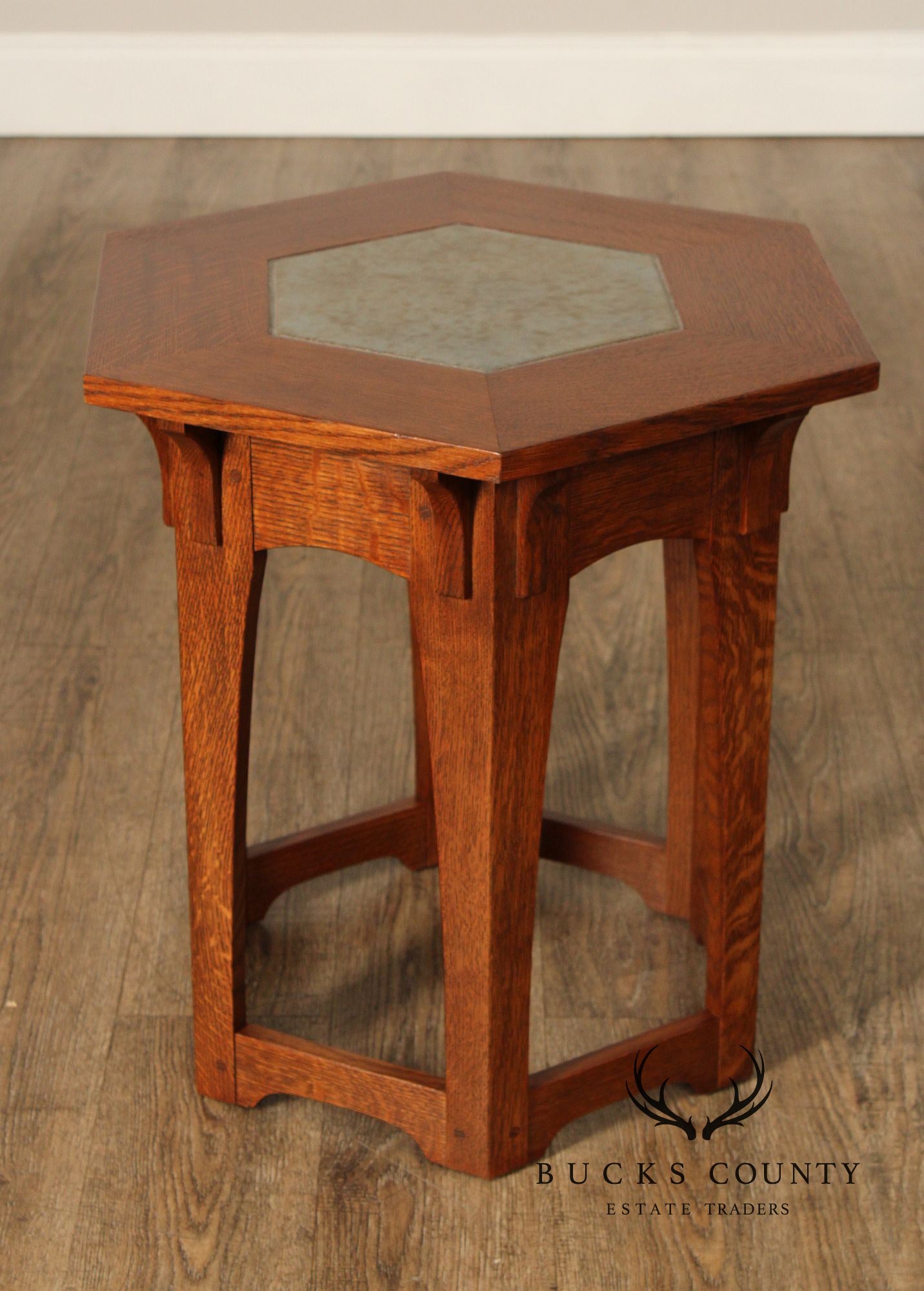 Stickley Mission Collection Gus Tile Top Oak Tabouret