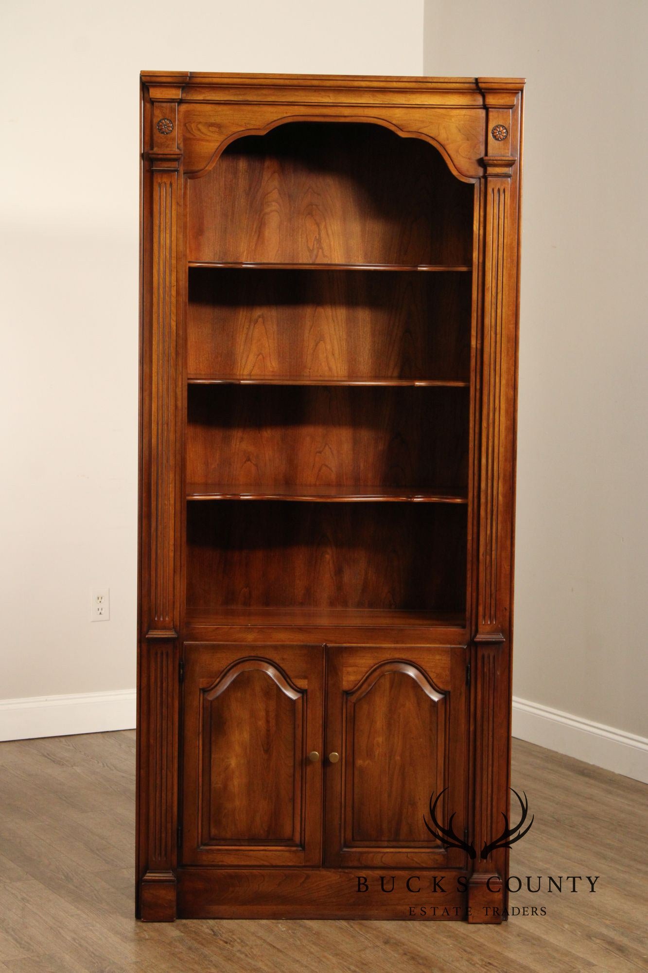 Statton Vintage Pair of Cherry Tall Open Bookcases