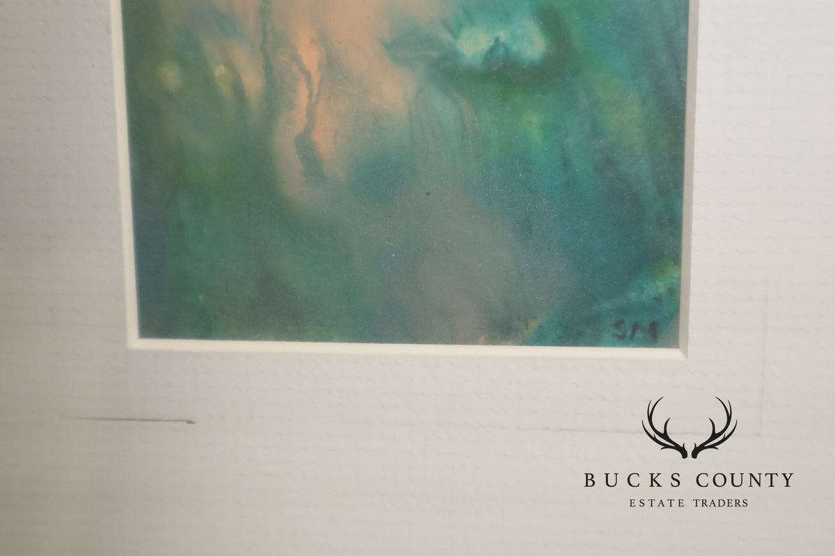 Suzanne Marinell Pair of Melted Wax Abstract Paintings