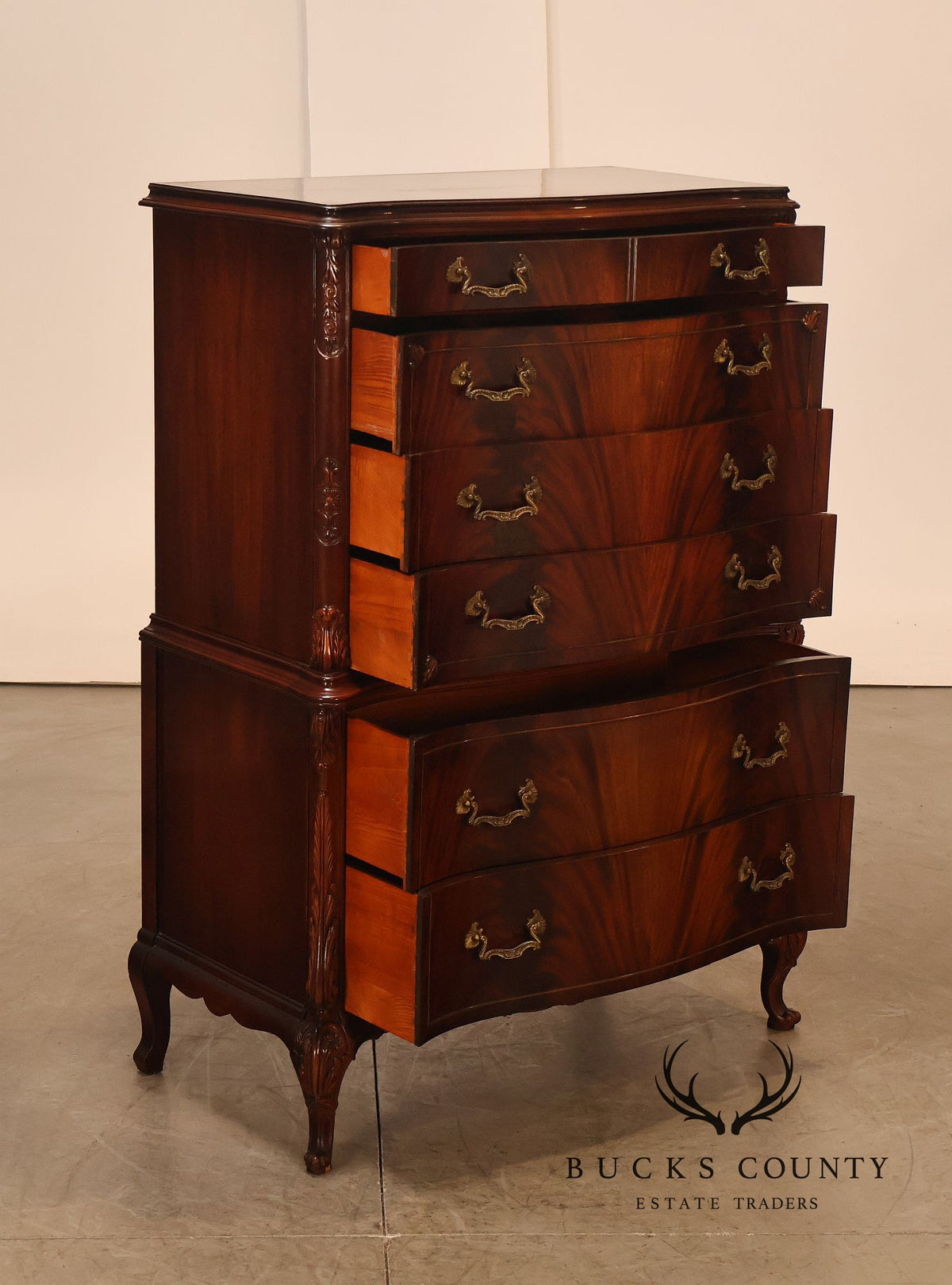 Vintage 1940s Mahogany High Chest