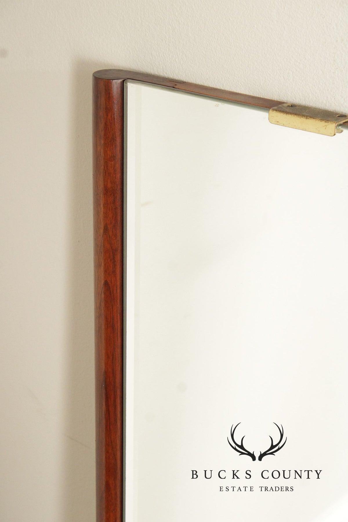 Mid Century Modern Walnut Framed Rectangular Wall Mirror