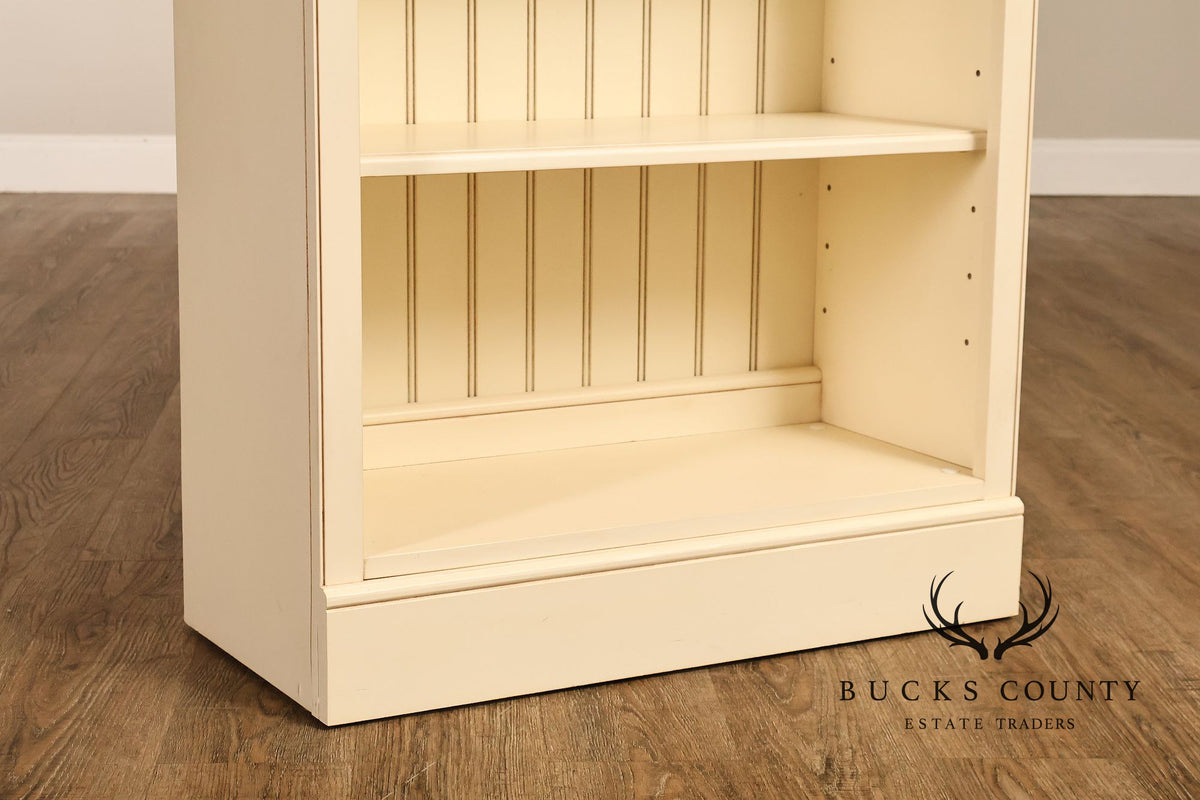 Ethan Allen Coastal Style Pair of Painted Open Bookcases