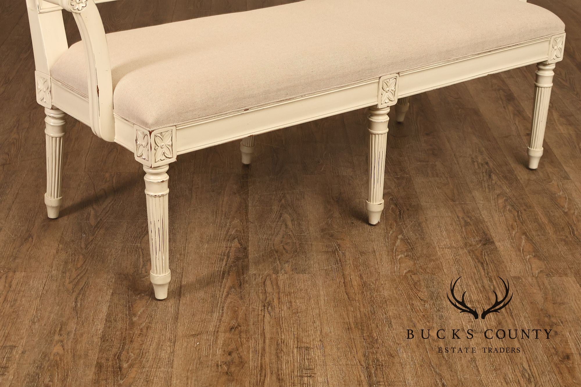 Alden Parkes Country French Louis XVI Style Caned Back Painted Settee