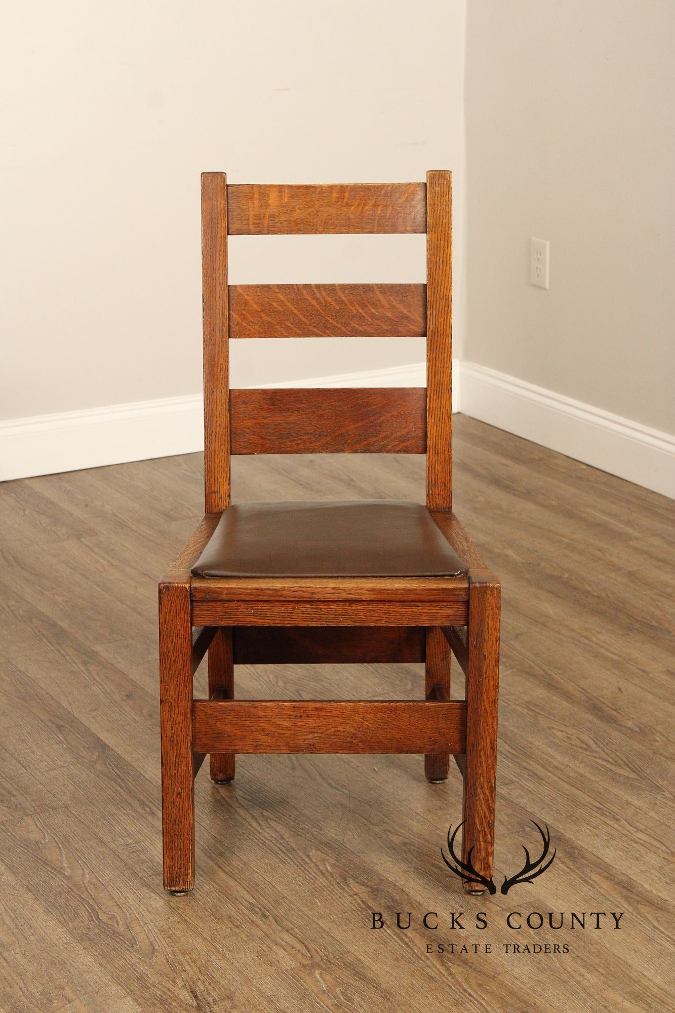 Stickley Brothers Antique Set of Three Mission Oak Dining Chairs