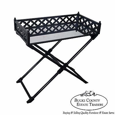 Ebonized Folding Tray Top Serving Table