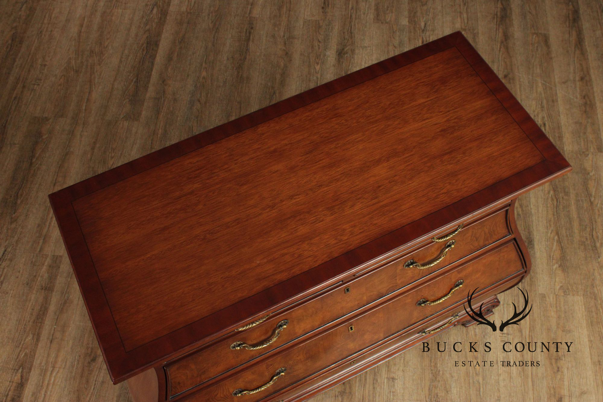 Ethan Allen Townhouse Collection Burlwood Bombe Chest