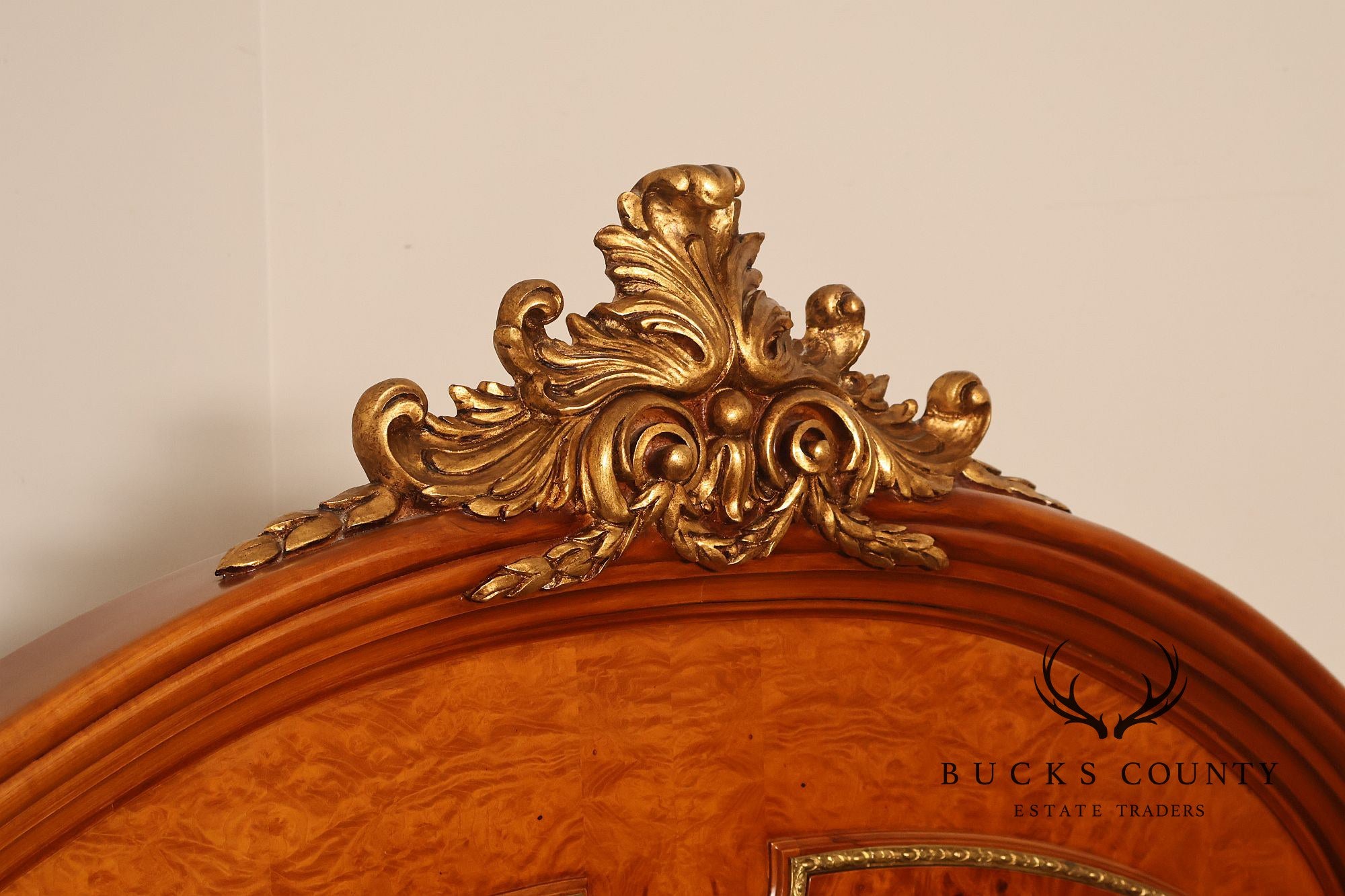 Quality Louis XVI Style Burlwood King Size High Back Bed
