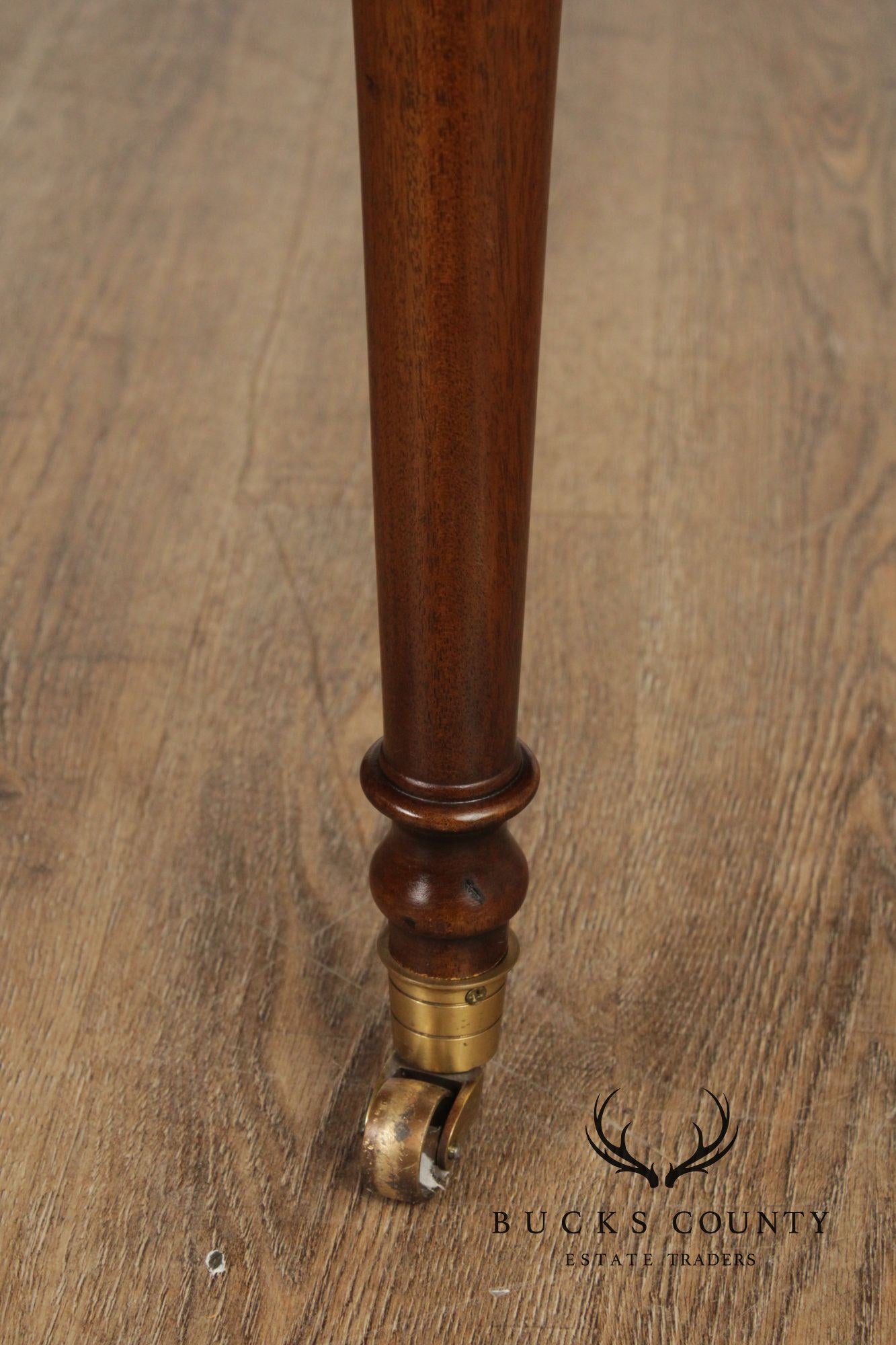 E.J. Victor Regency Style Mahogany Leather Top Oval Partners Desk Writing Table