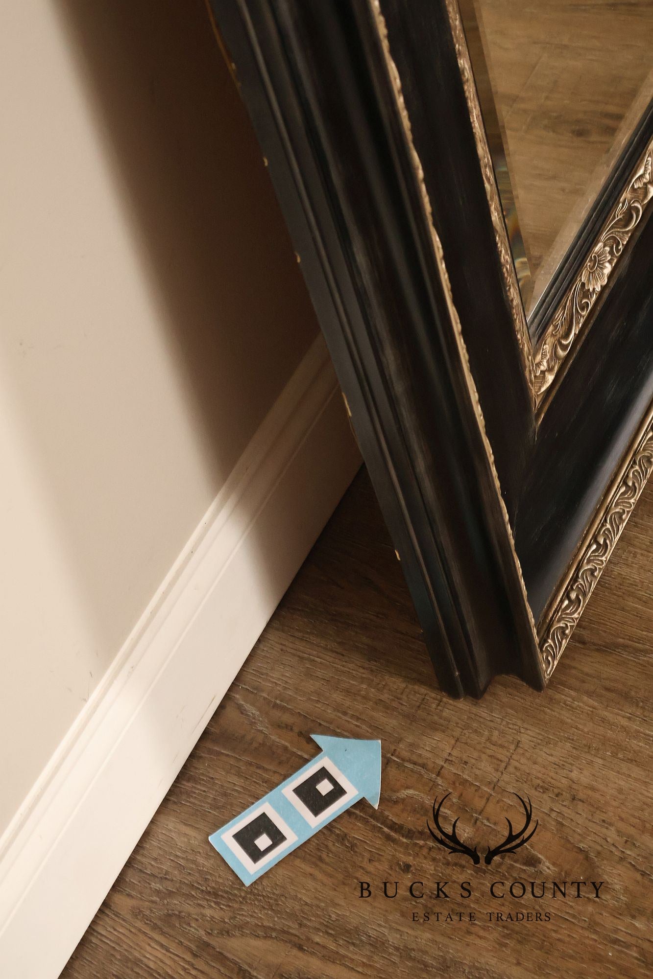 Large Black And Silver Beveled Wall Mirror