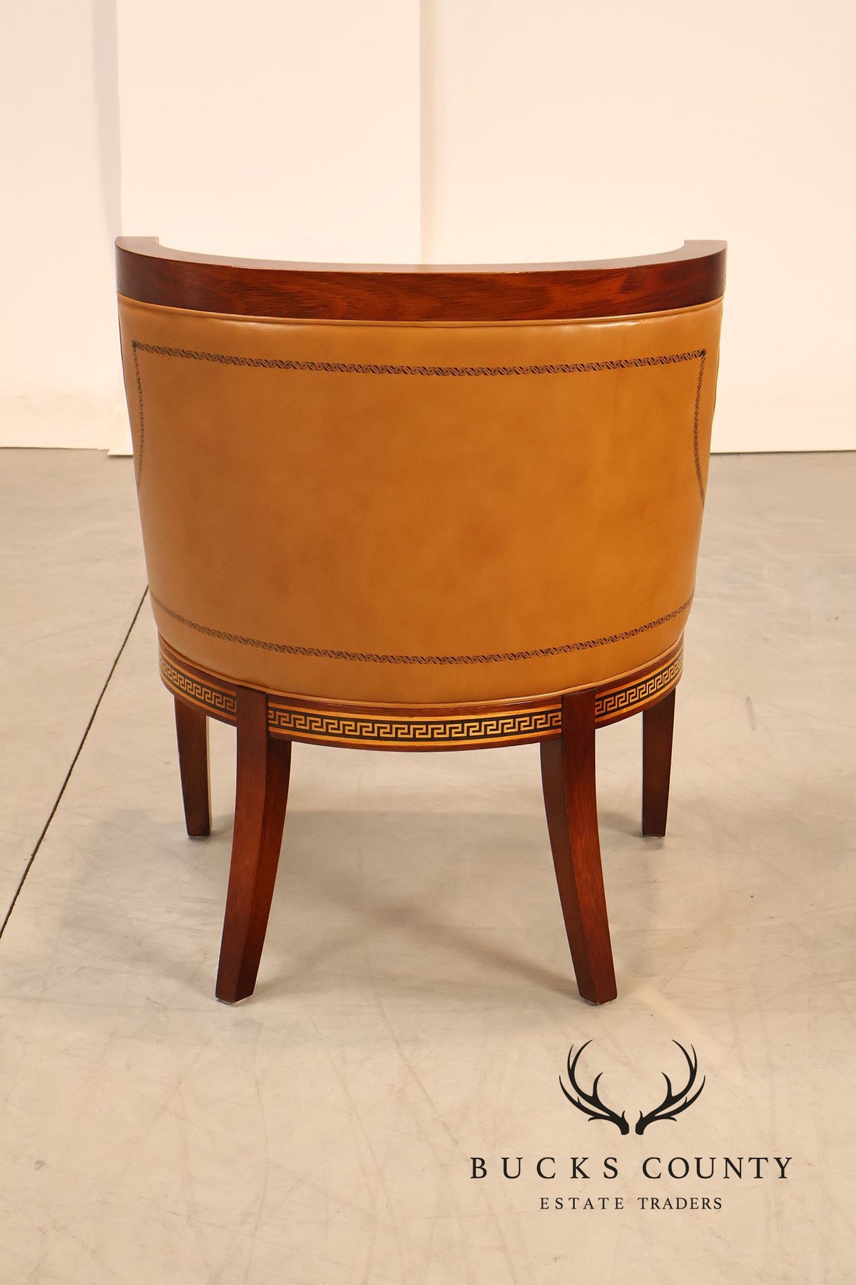 Neoclassical Empire Style Pair Of Mahogany And Leather Armchairs