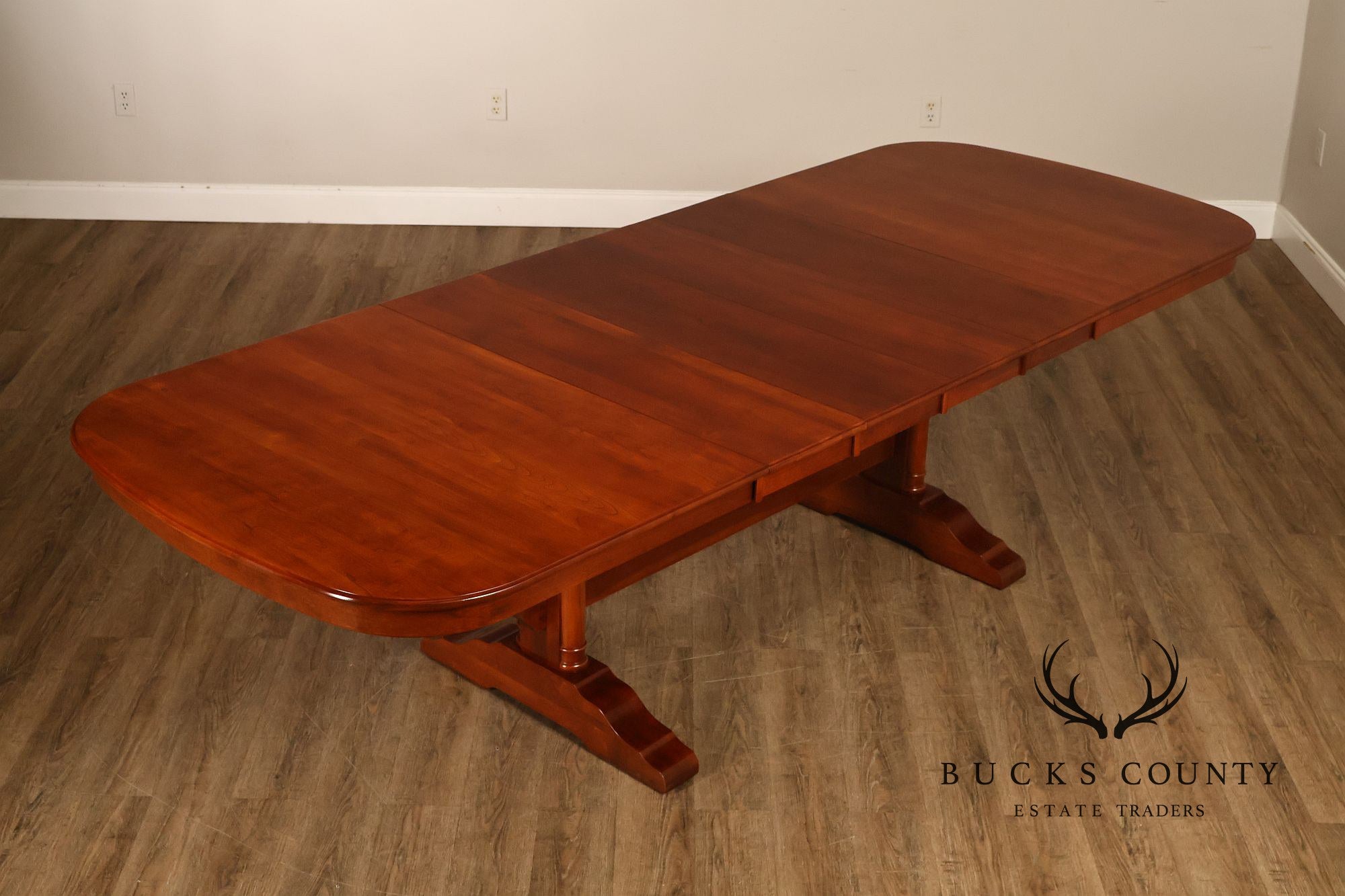 Richardson Brothers Solid Cherry Trestle Dining Table With Four Leaves