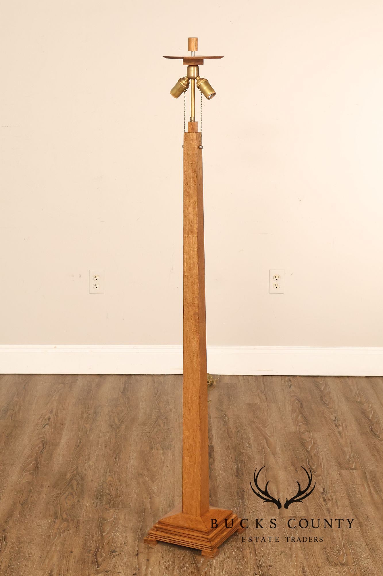 Ppl Fine Woodworking Mission Oak and Stained Glass Floor Lamp