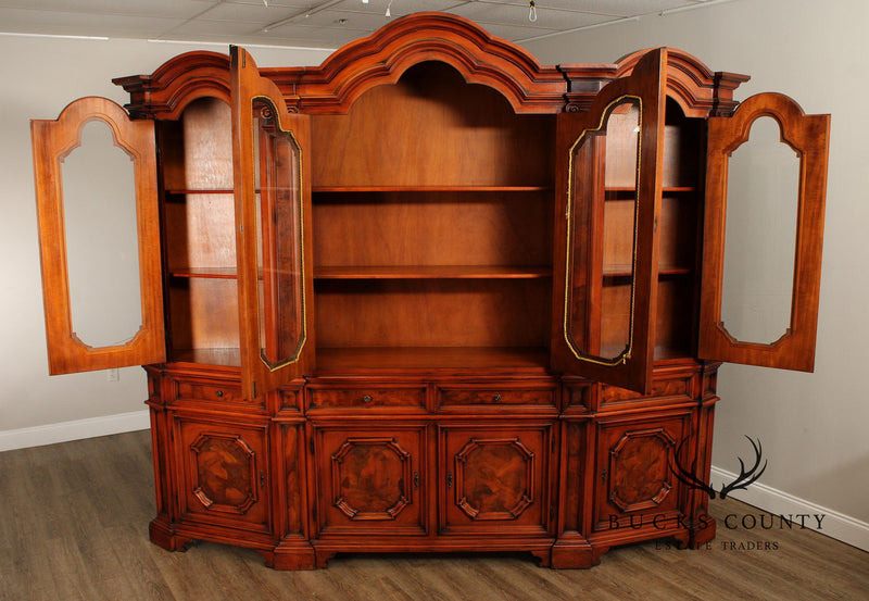 Italian Burlwood Monumental Library Bookcase Cabinet