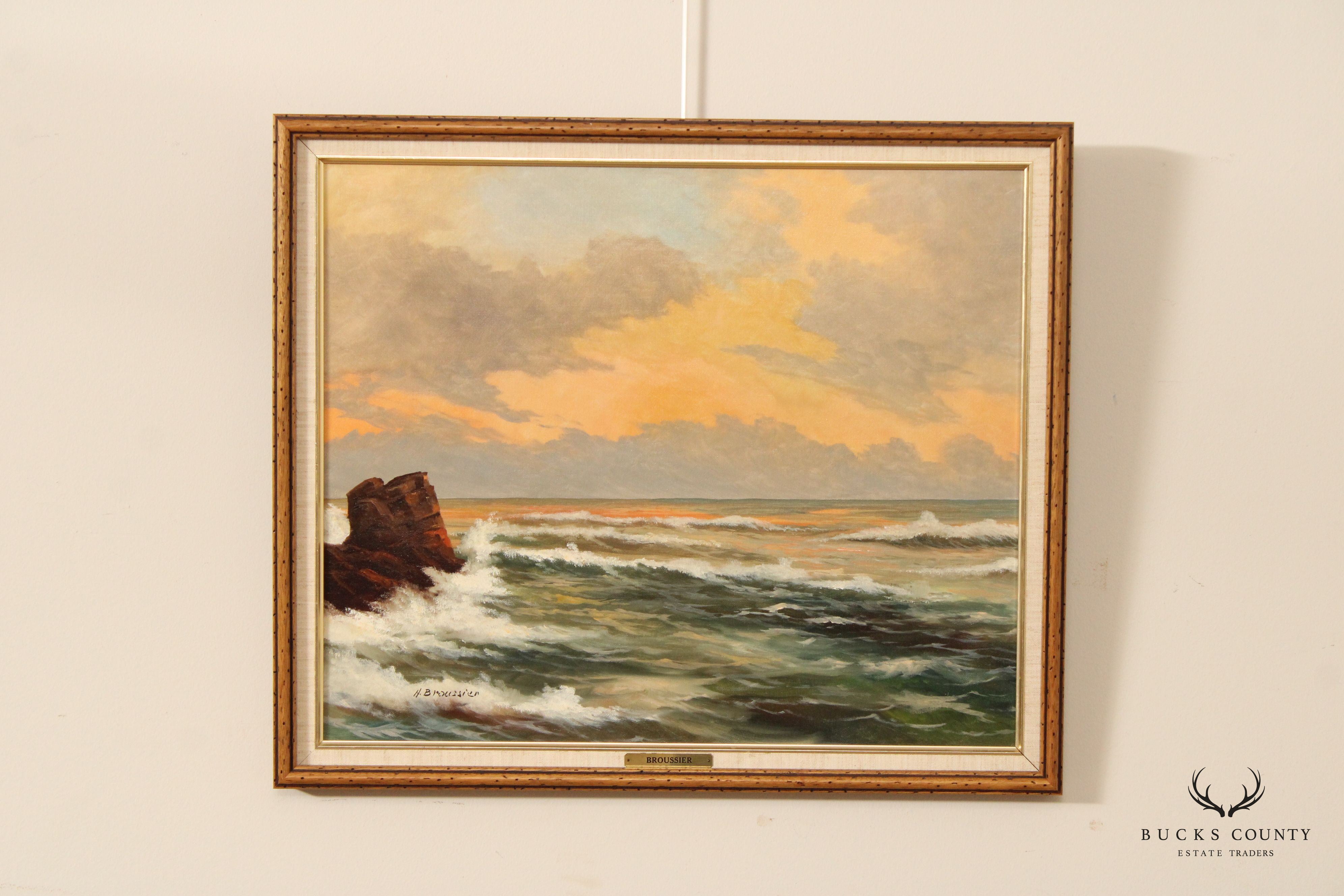 H. Broussier Signed Seascape Oil Painting