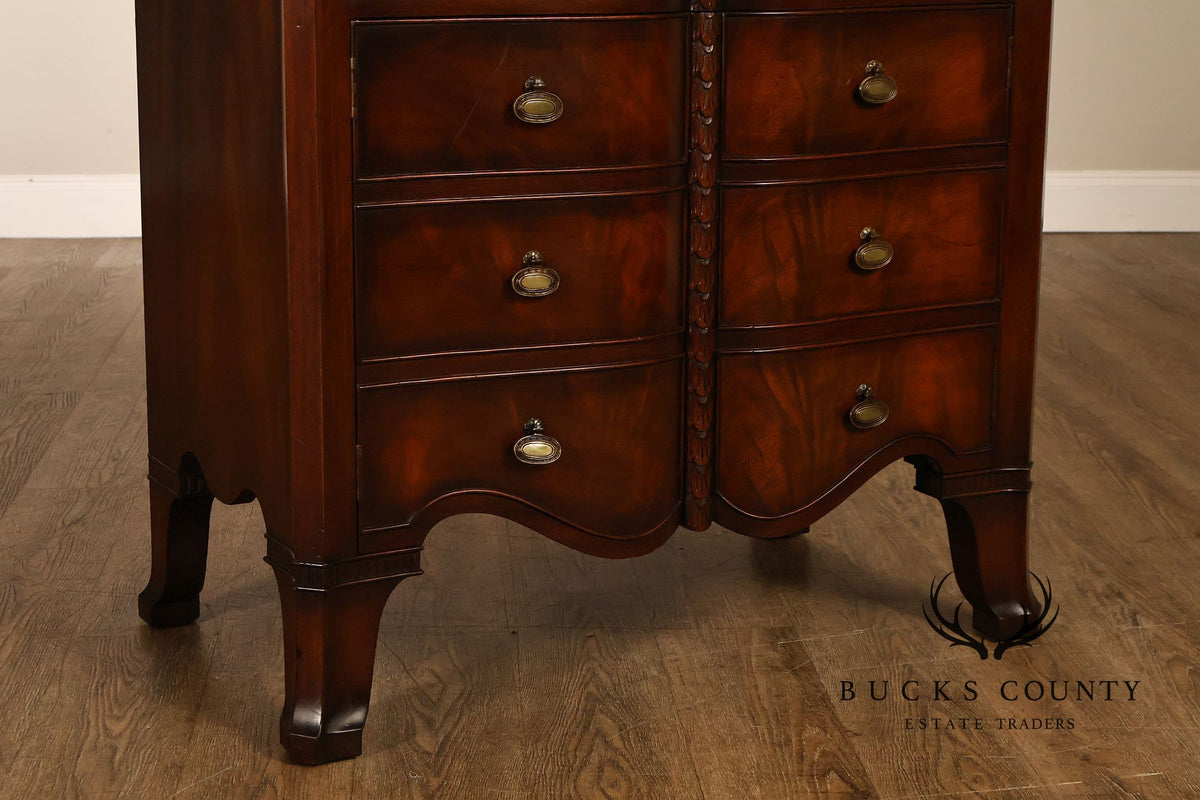 Traditional Mahogany Pair Of  Bow Front Two Drawer And Two Door Cabinets
