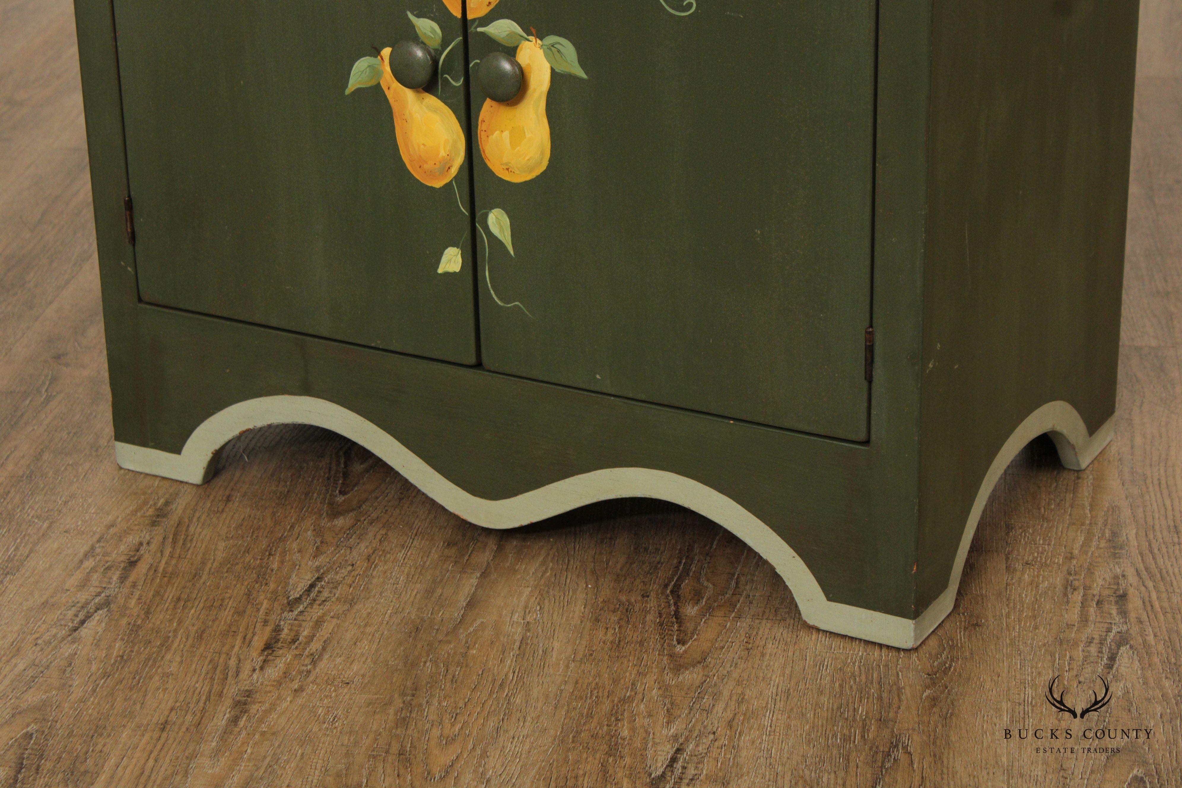 Country Farmhouse Hand Painted Tall Narrow Step Back Bookcase Cupboard