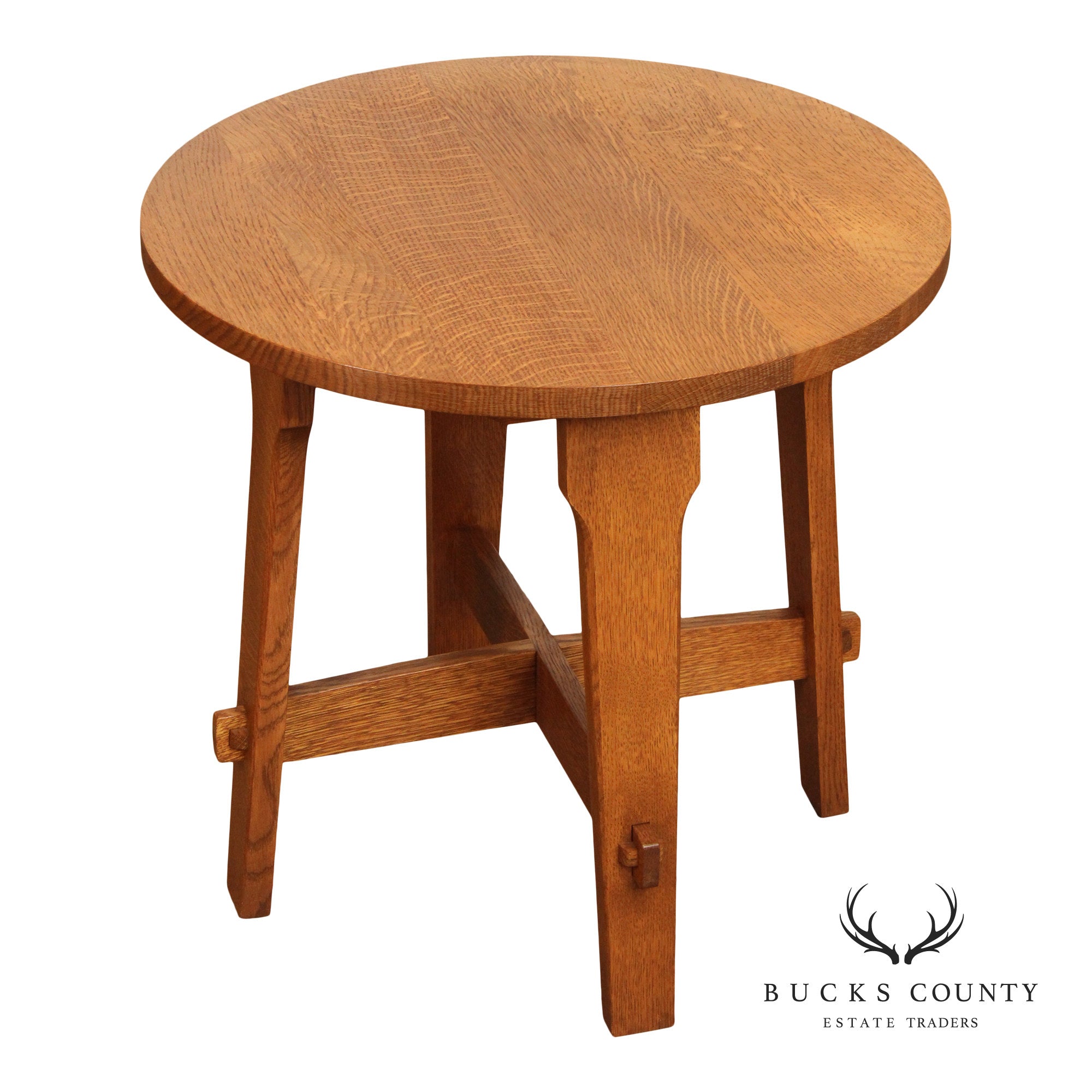 Stickley Mission Collection Oak Gus Round Lamp Table