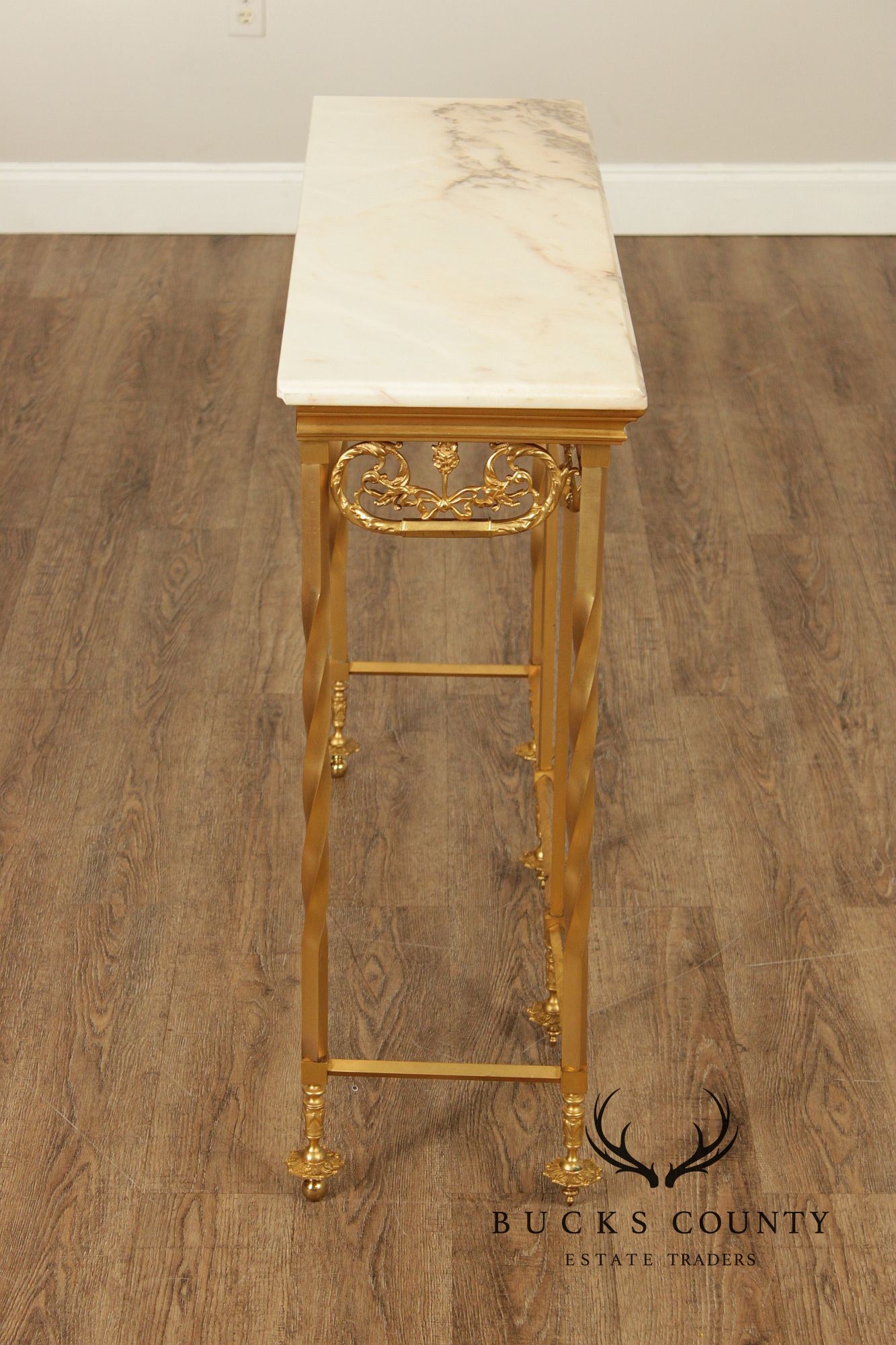 Italian Marble Top Gilt Bronze Console Table