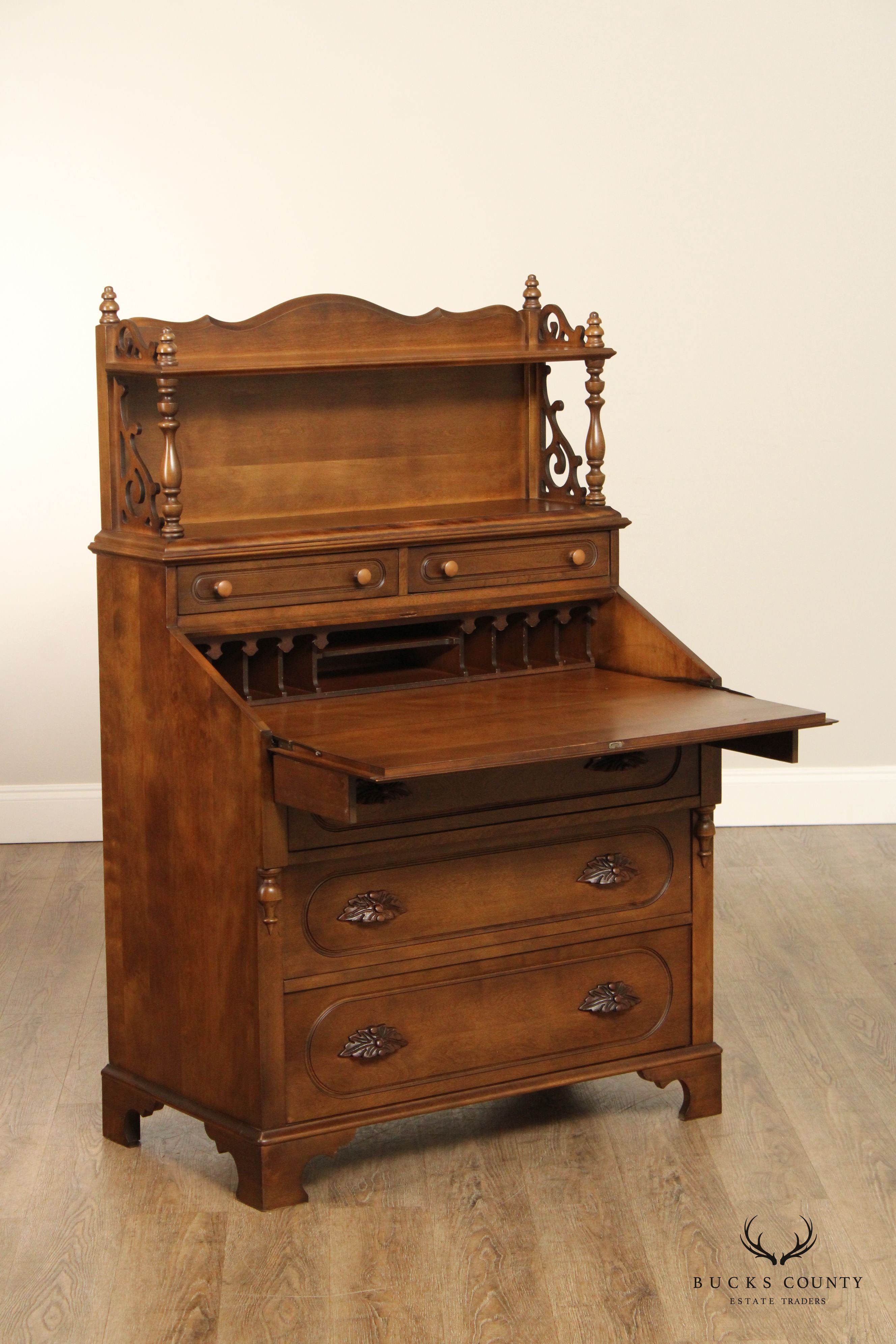 Victorian Style Cherry Drop Front Writing Desk