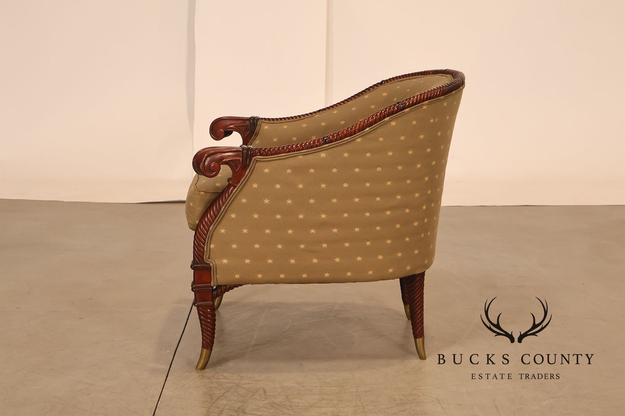 Highland House For Harrods Pair Of Mahogany Neoclassical Lounge Chairs