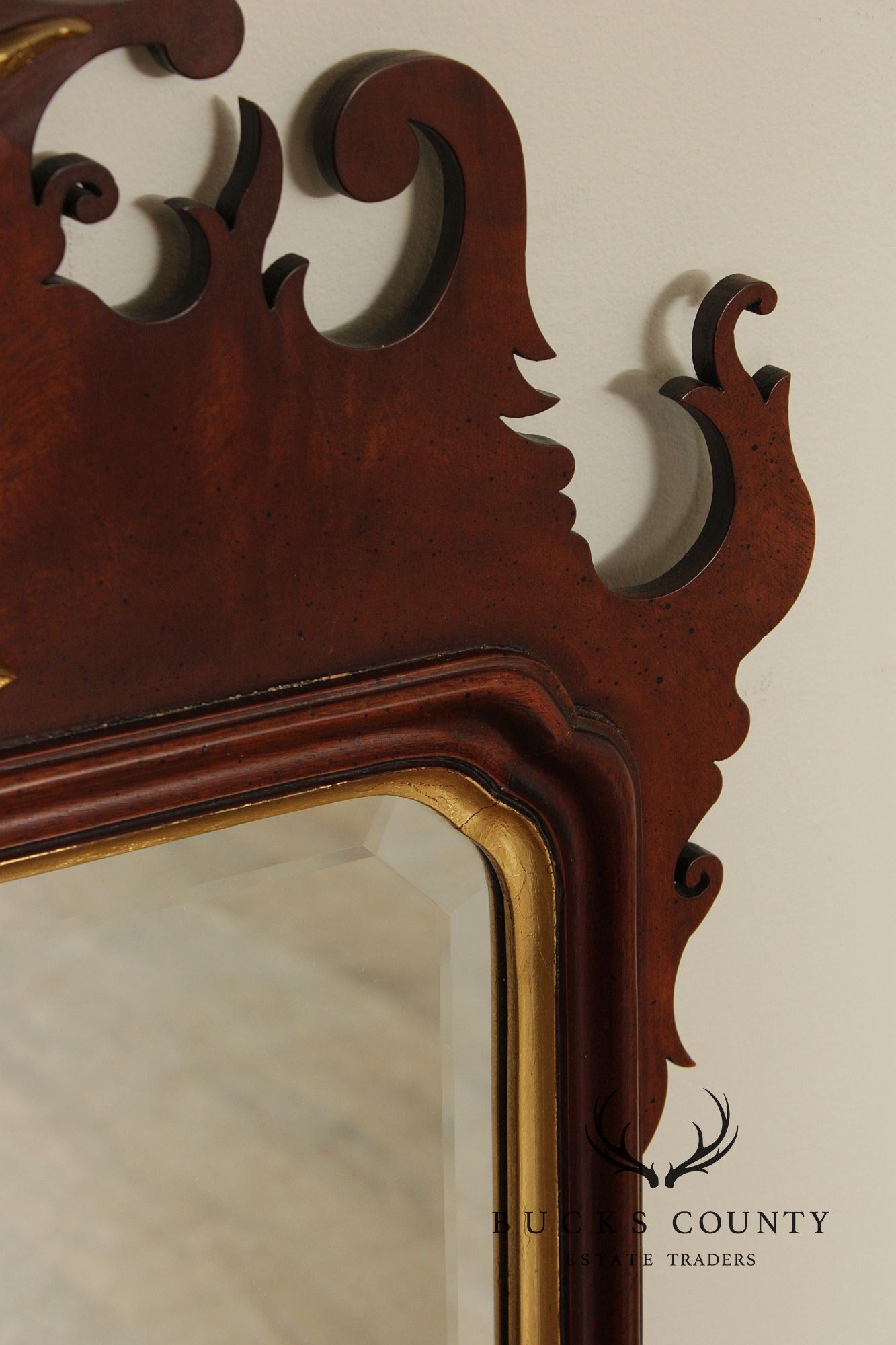 Southampton Chippendale Style Partial Gilt Mahogany Wall Mirror