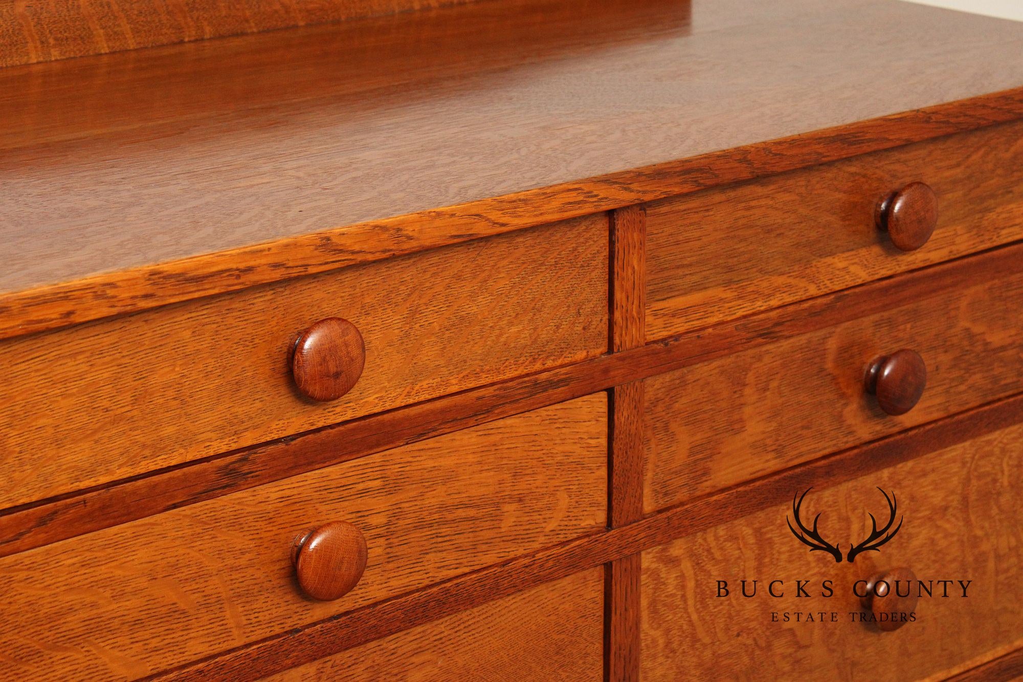 Antique L. & J.G. Stickley Mission Oak Tall Chest of Drawers