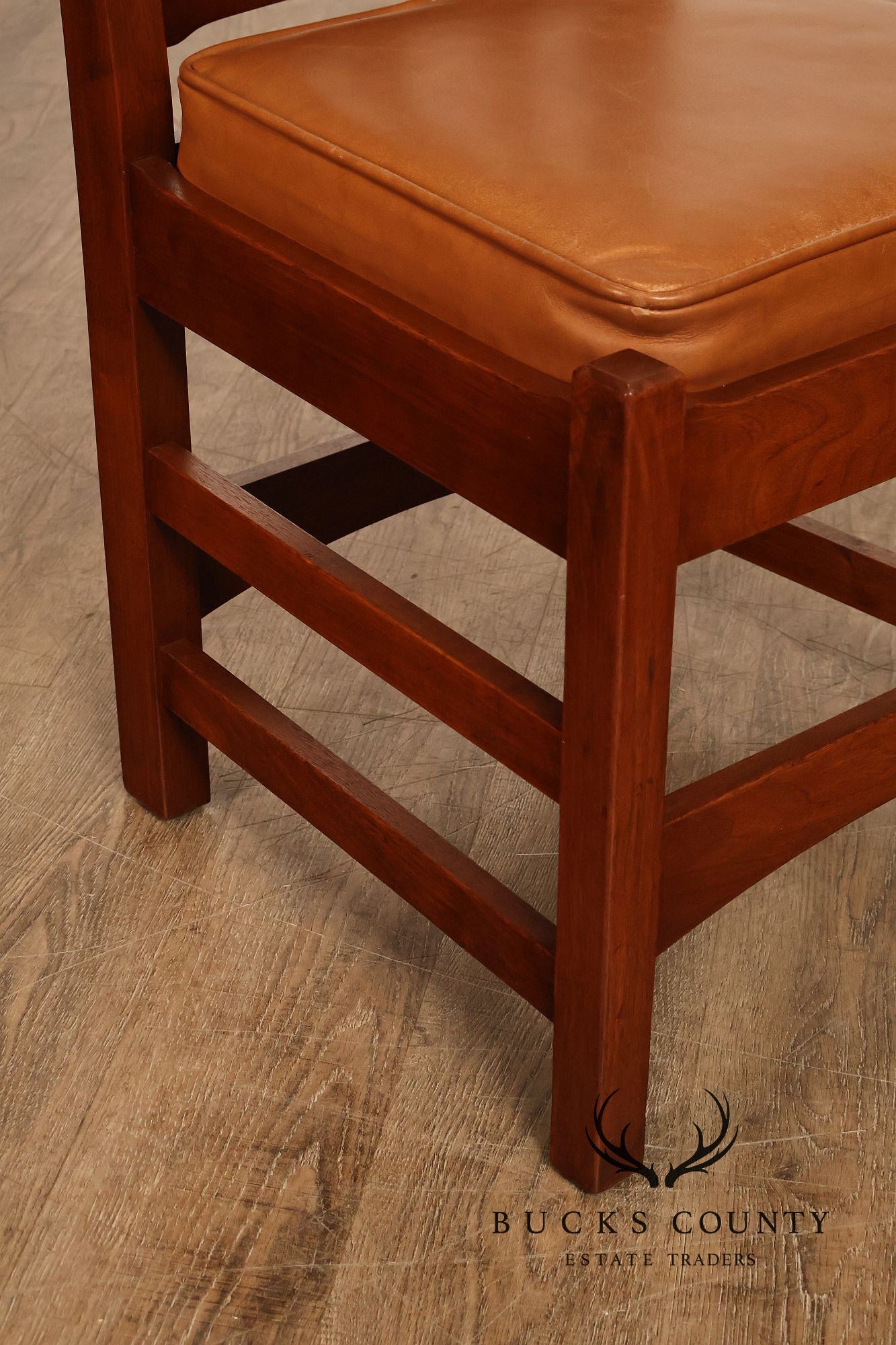 Mission Style Oak And Leather Dining Chairs
