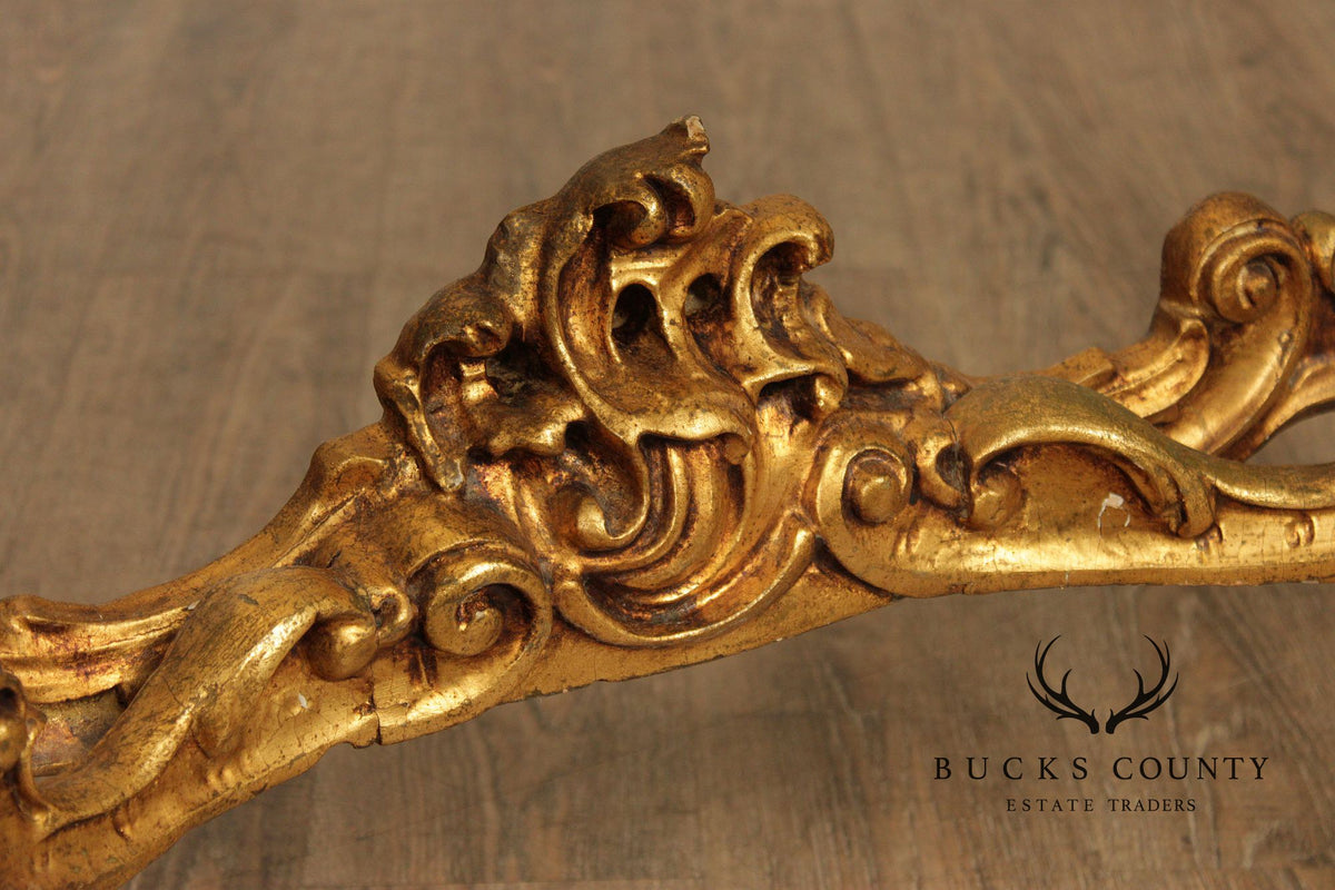Venetian Rococo Style Marble Top Giltwood Console Table